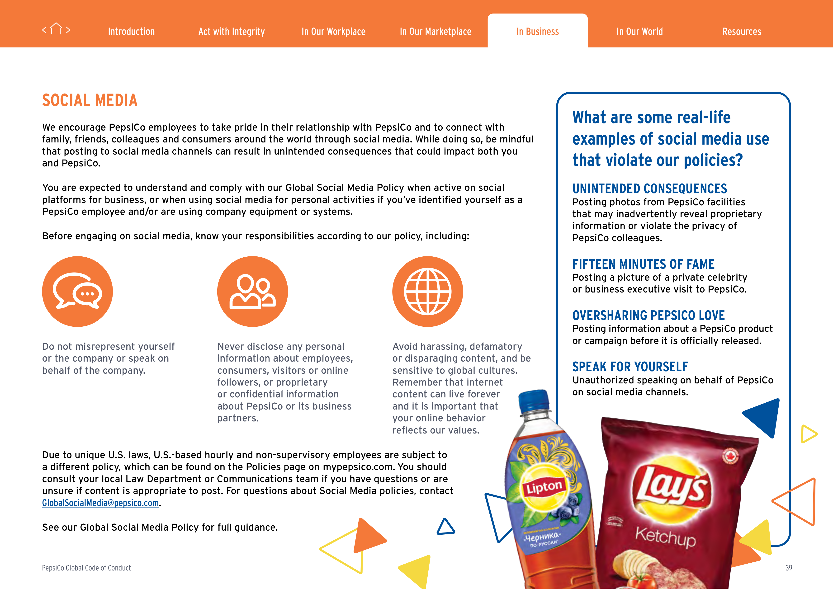 PepsiCo Global Code of Conduct Handbook — page 39