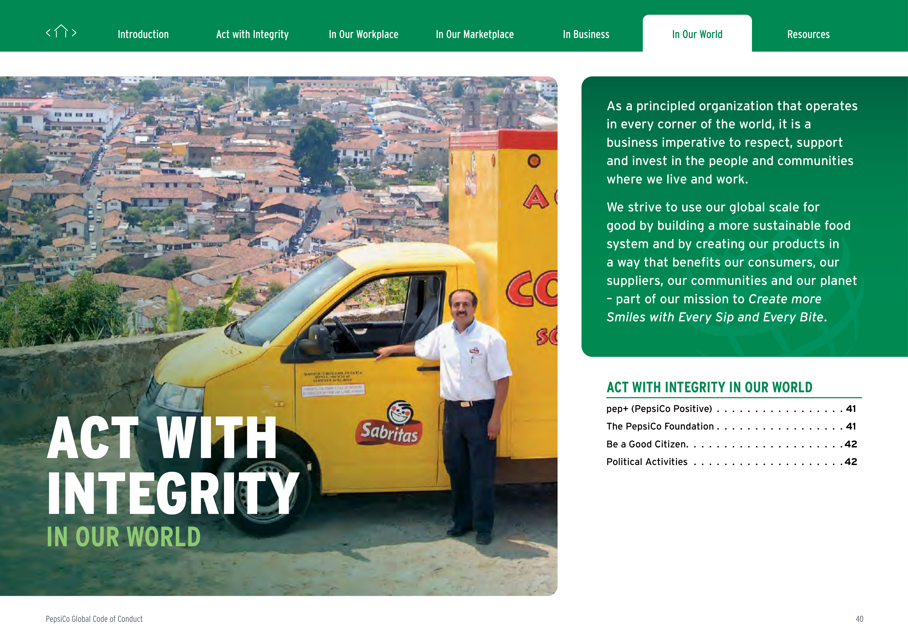 PepsiCo Global Code of Conduct Handbook — page 40