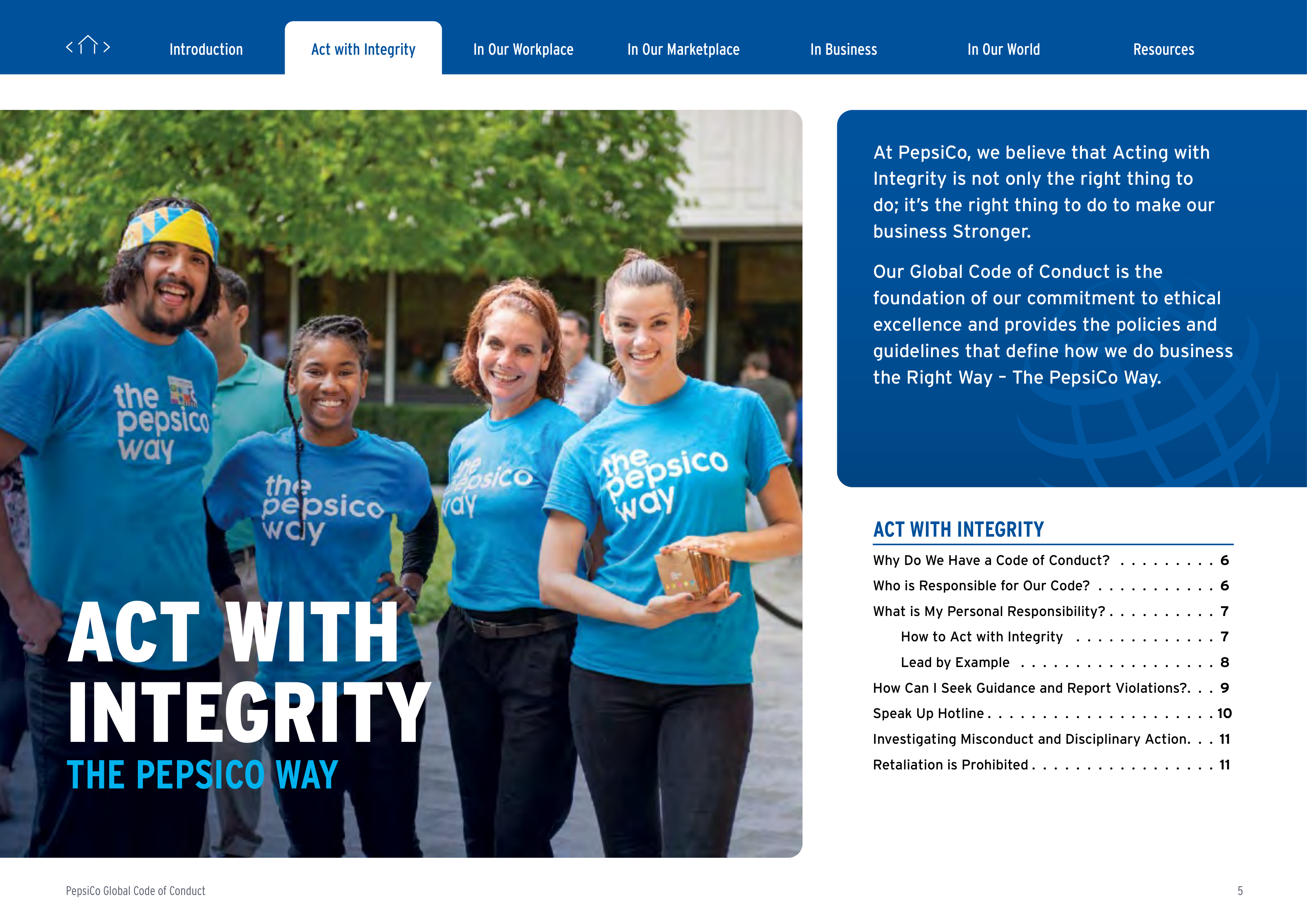 PepsiCo Global Code of Conduct Handbook — page 5