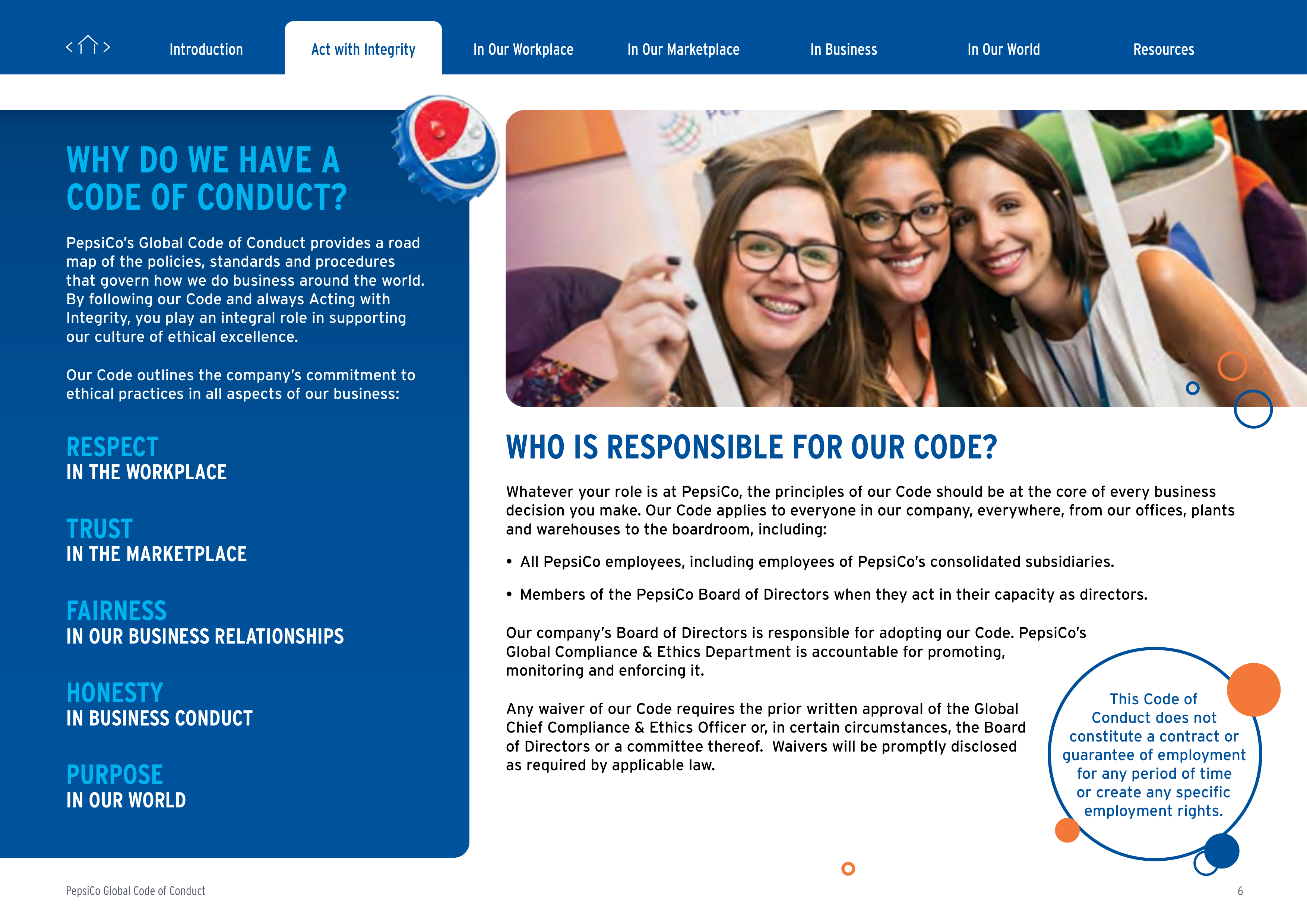 PepsiCo Global Code of Conduct Handbook — page 6
