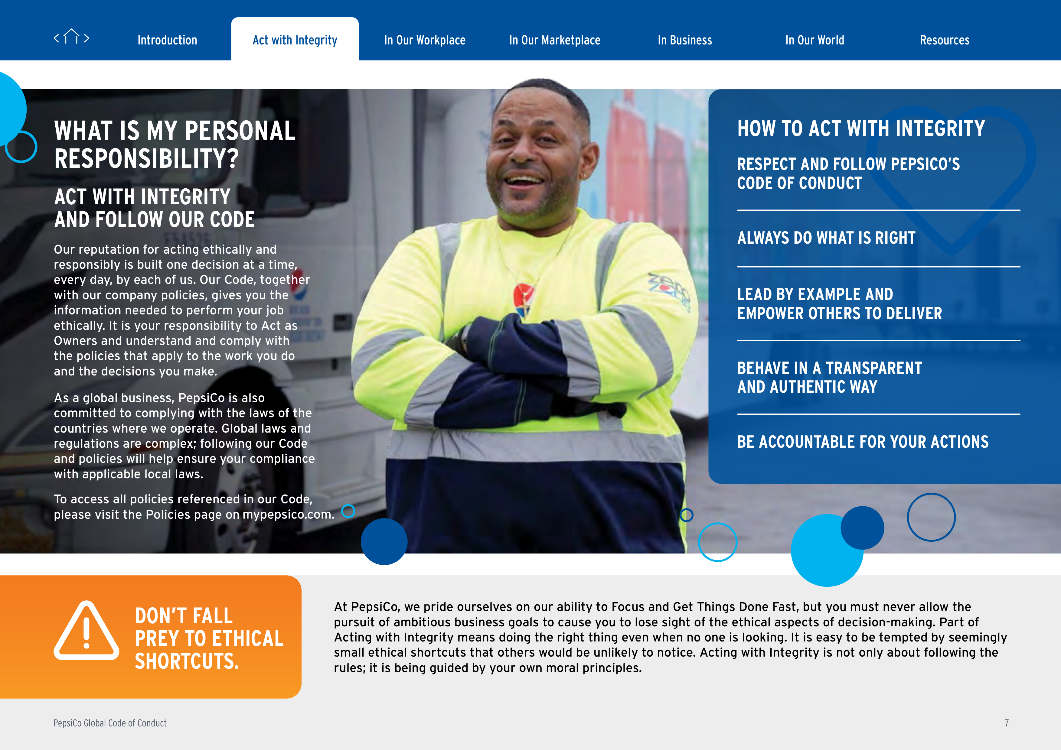 PepsiCo Global Code of Conduct Handbook — page 7