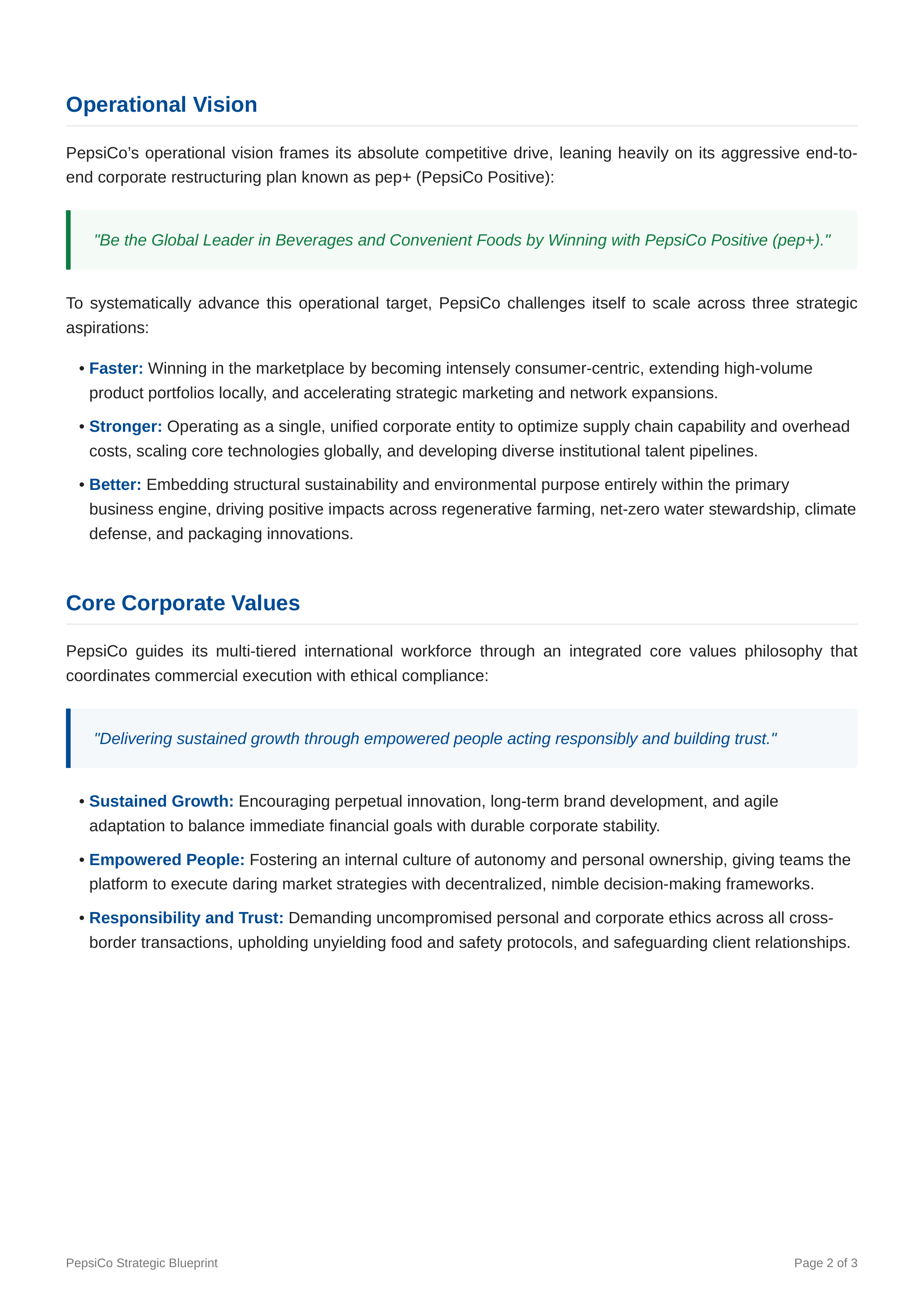 PepsiCo Mission Statement — page 2