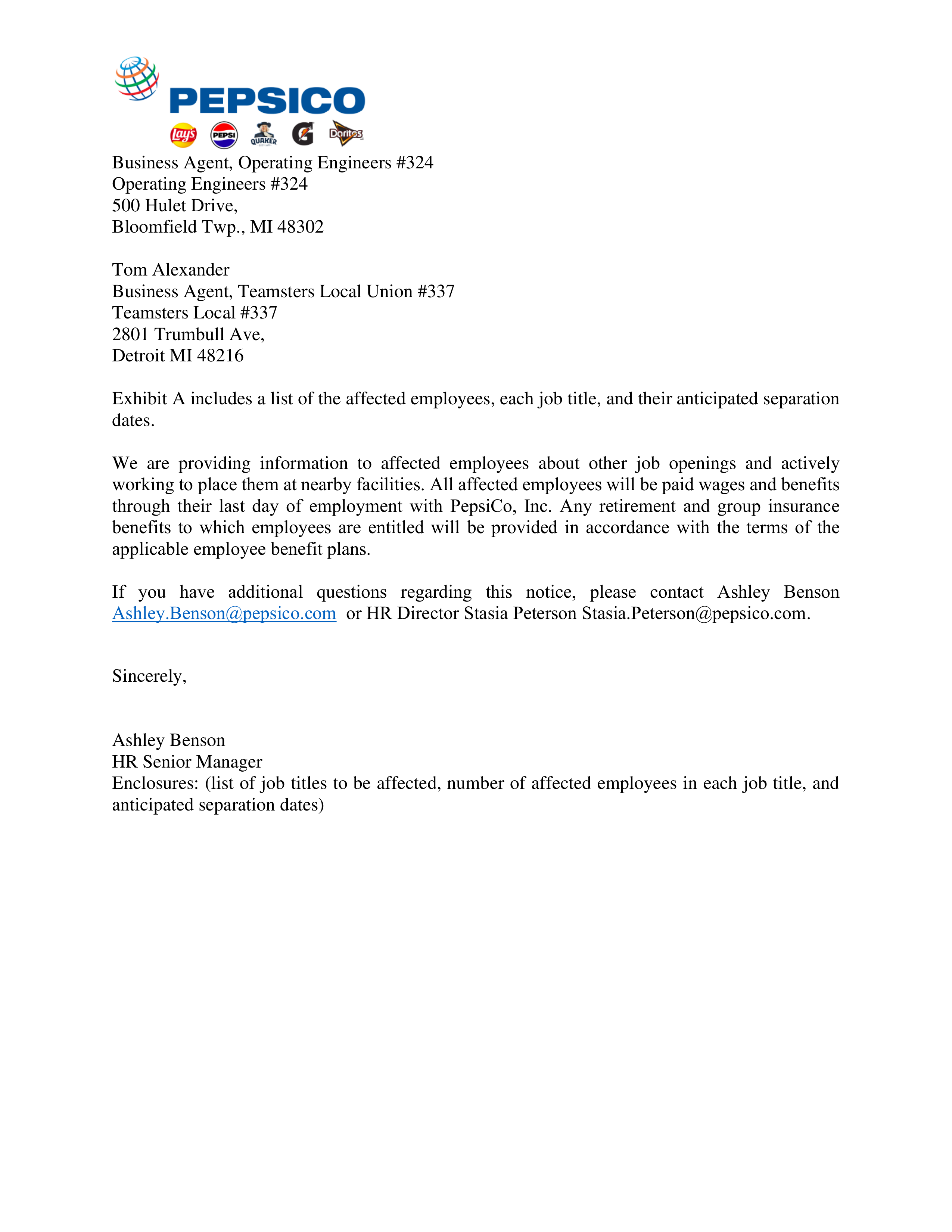 PepsiCo WARN Notice — page 2