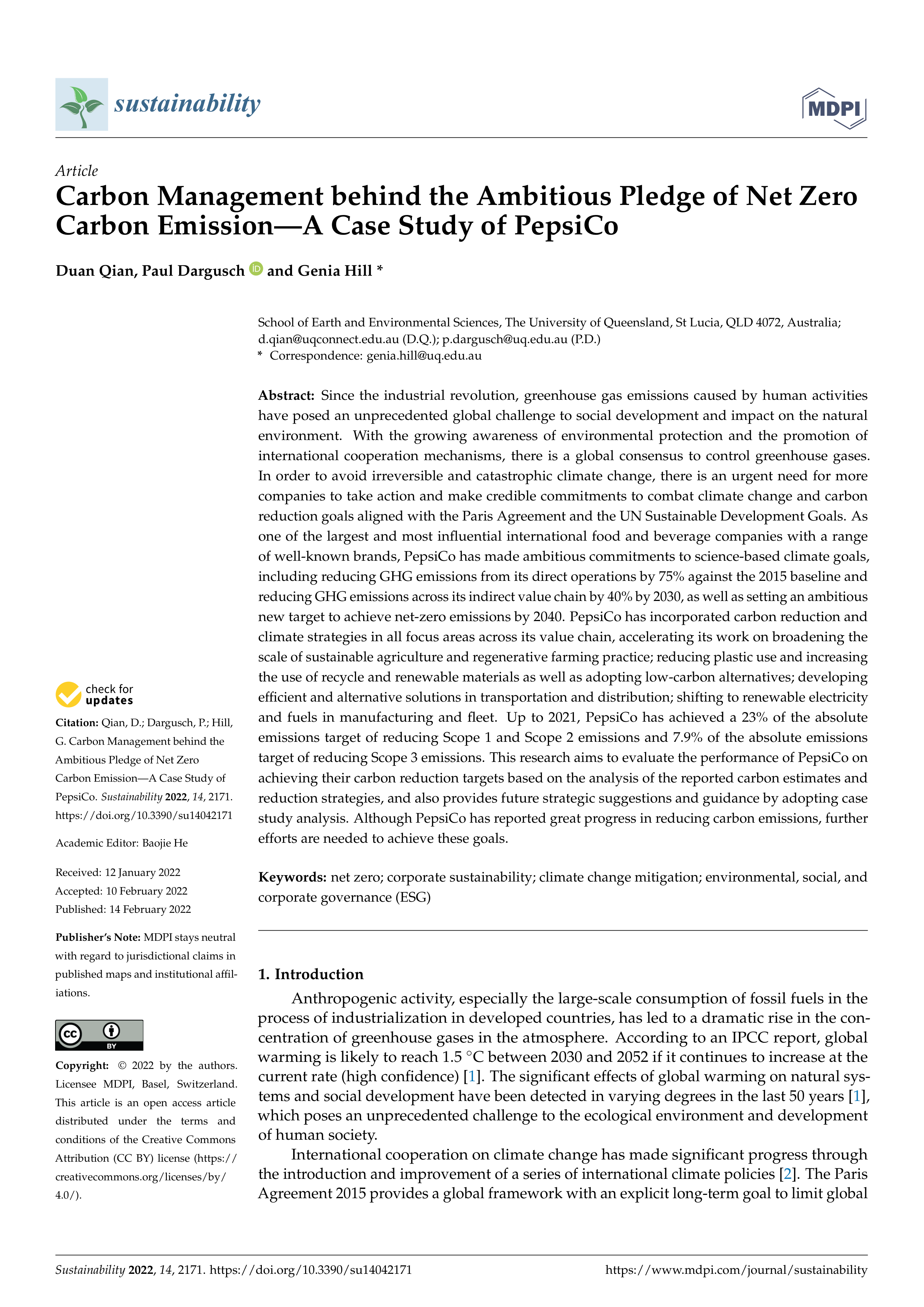 PepsiCo Sustainability Report — page 1