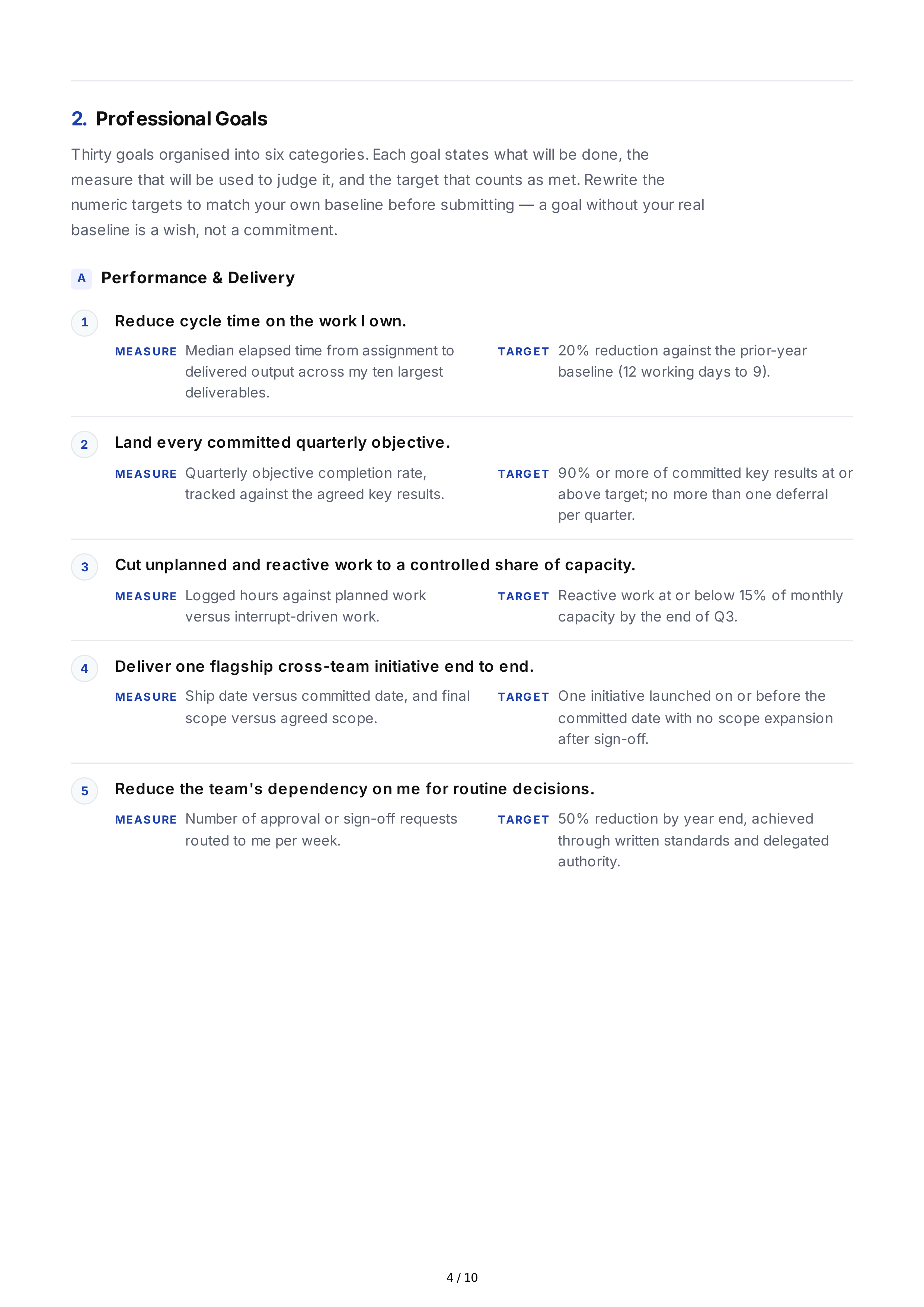 Performance Evaluation Professional Goals — page 4