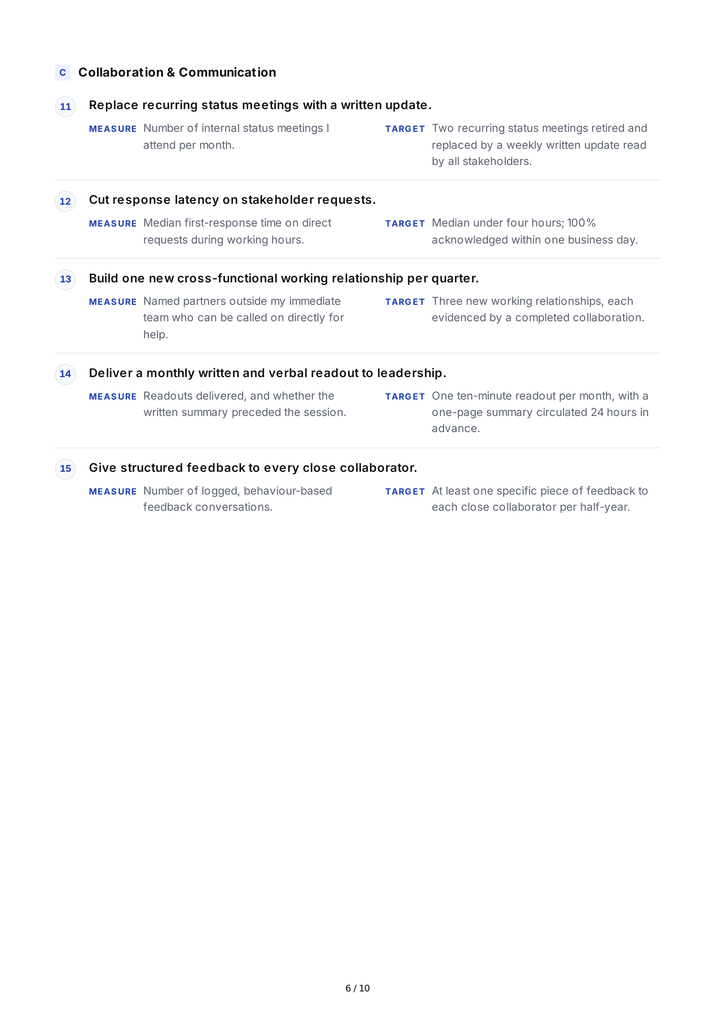 Performance Evaluation Professional Goals — page 6