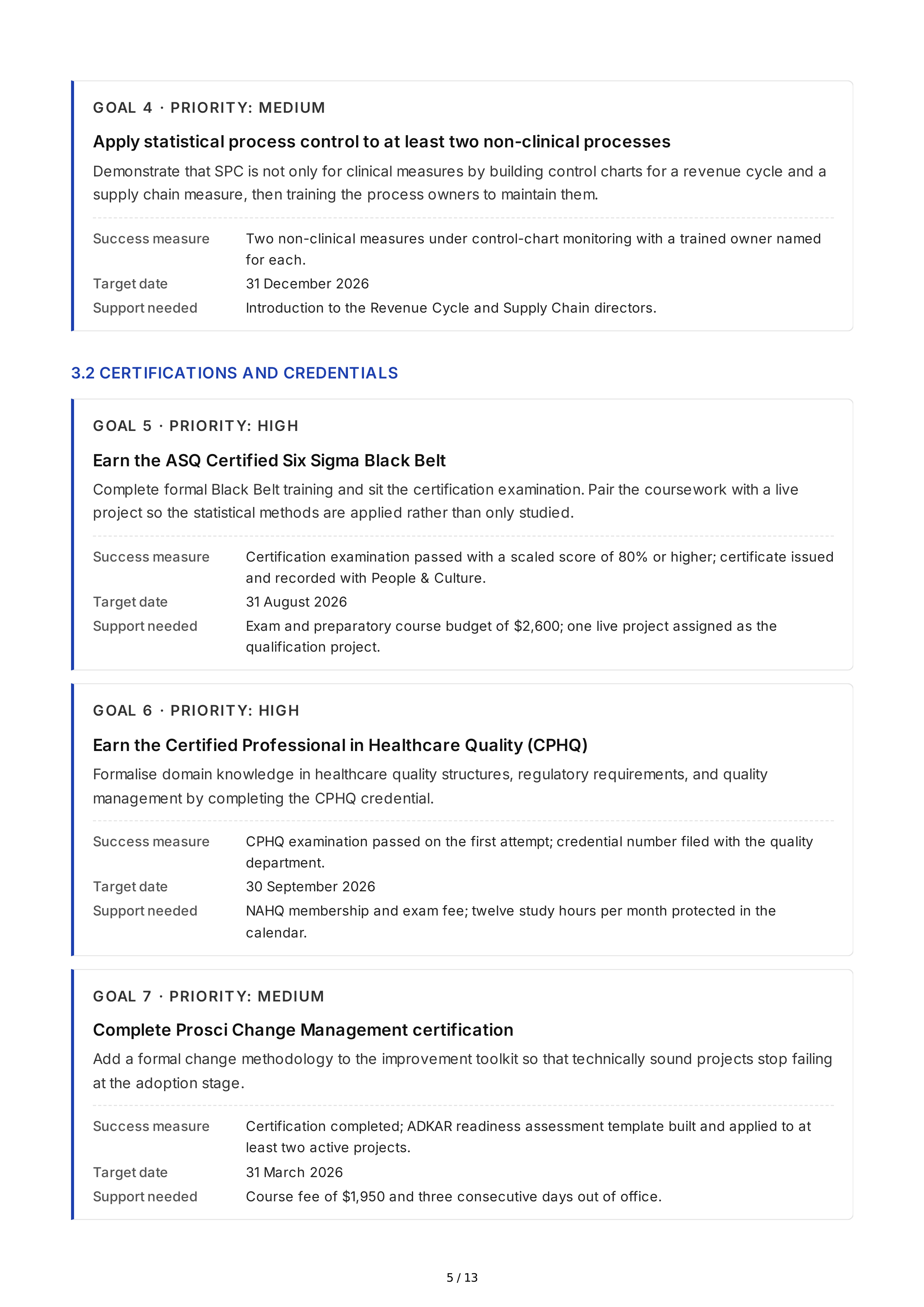 Performance Improvement Professional Goals — page 5
