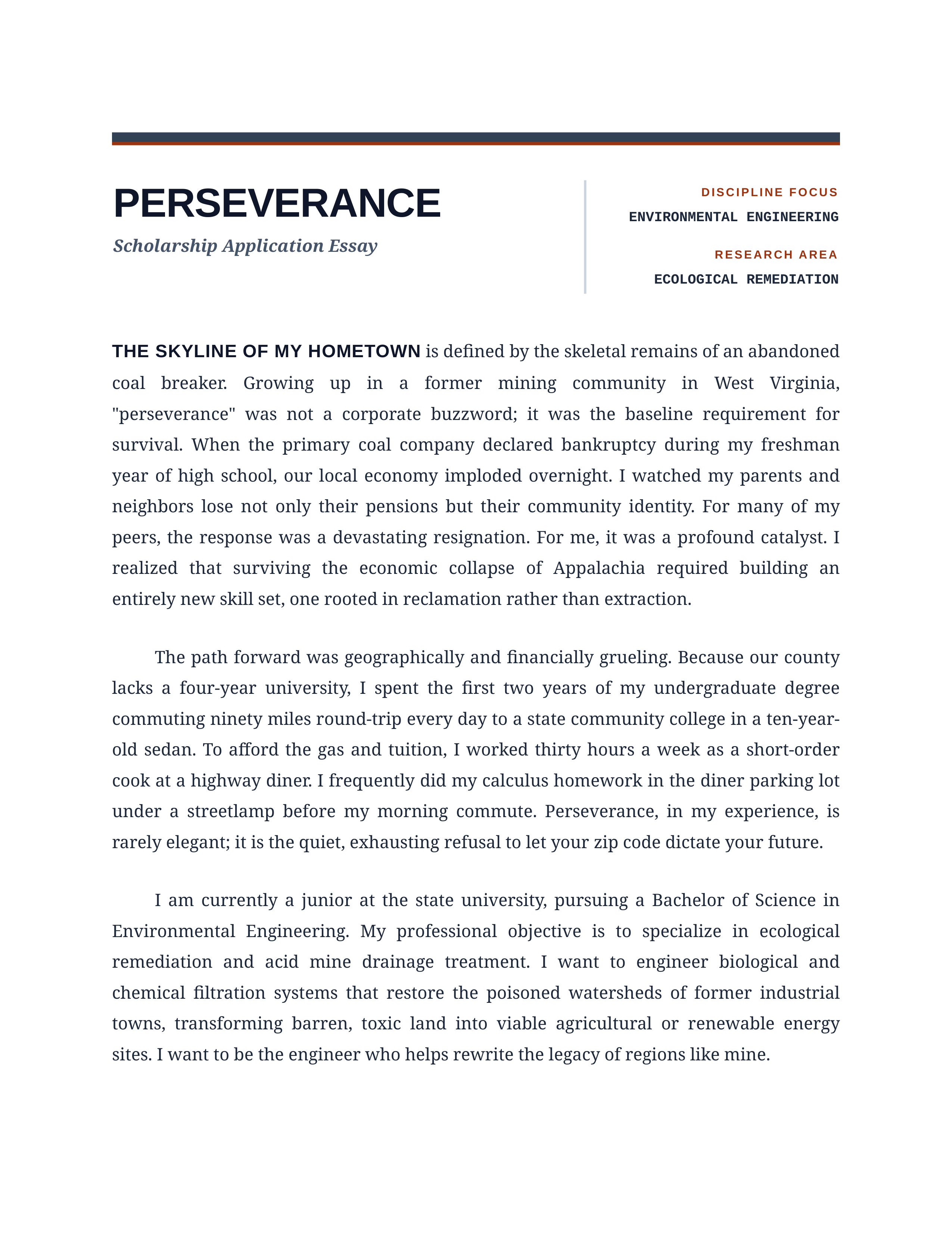 Perseverance Scholarship Essay — page 1