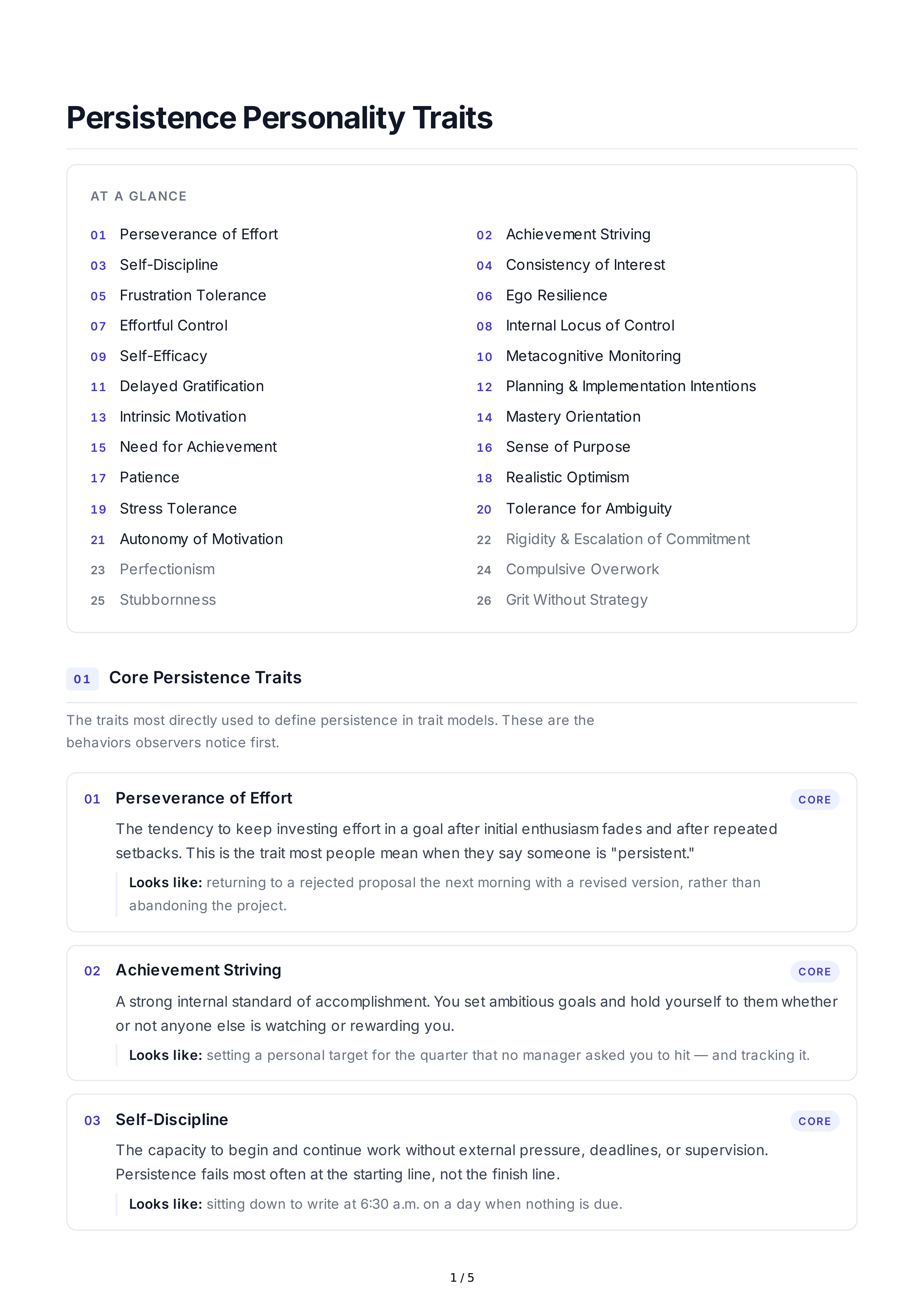 Persistence Personality Traits — page 1