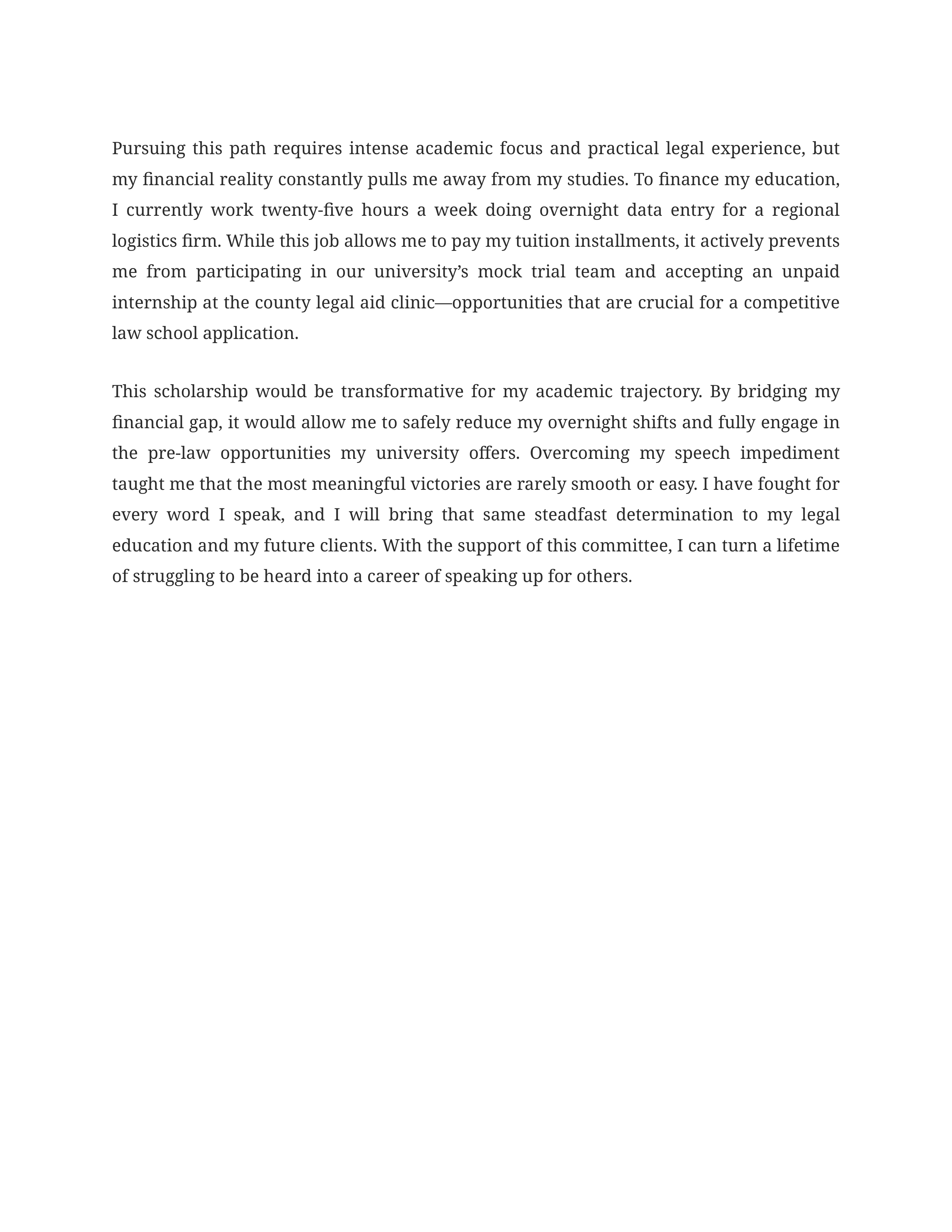 Personal Challenges Scholarship Essay — page 2