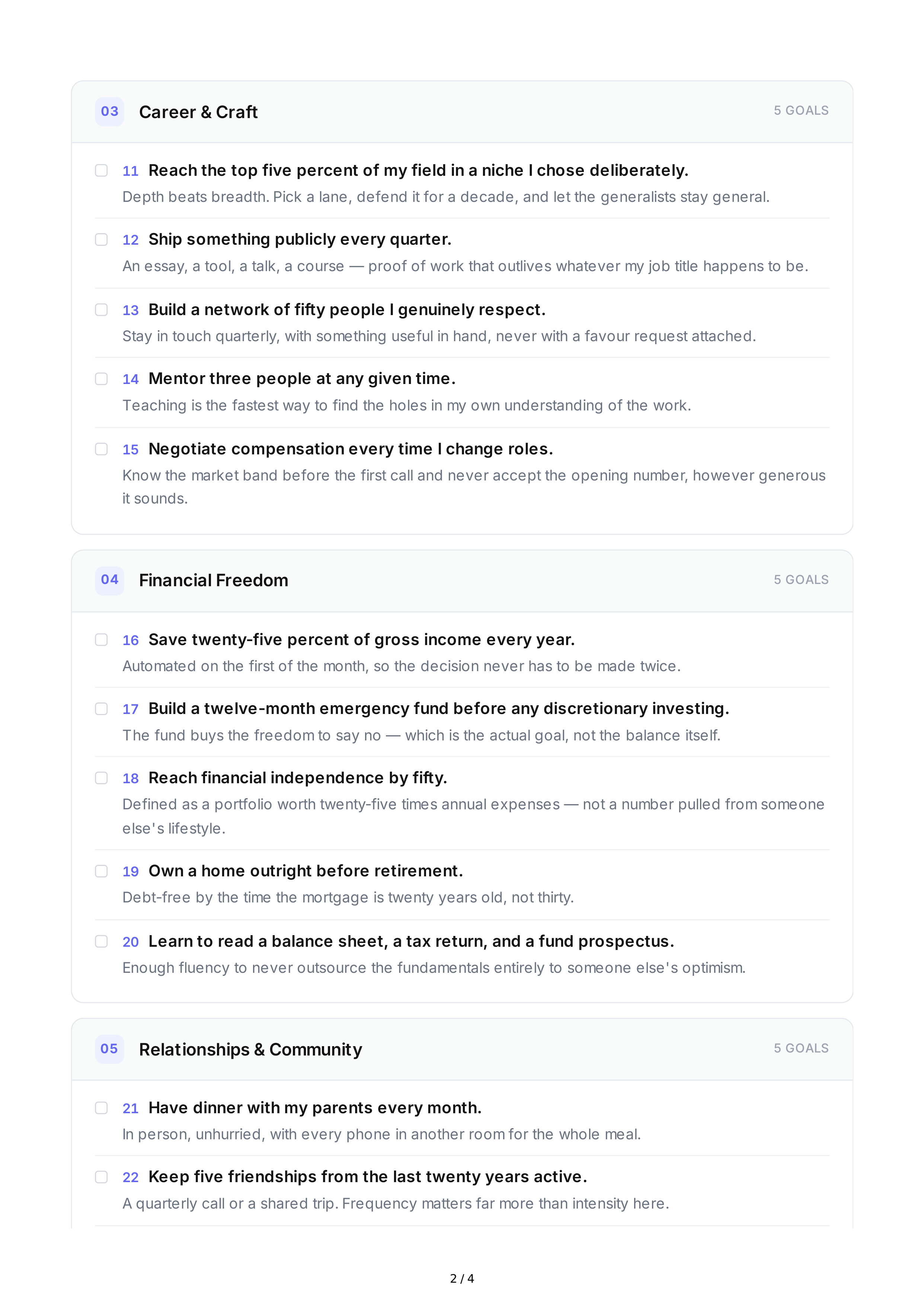 Personal Development Life Goals — page 2