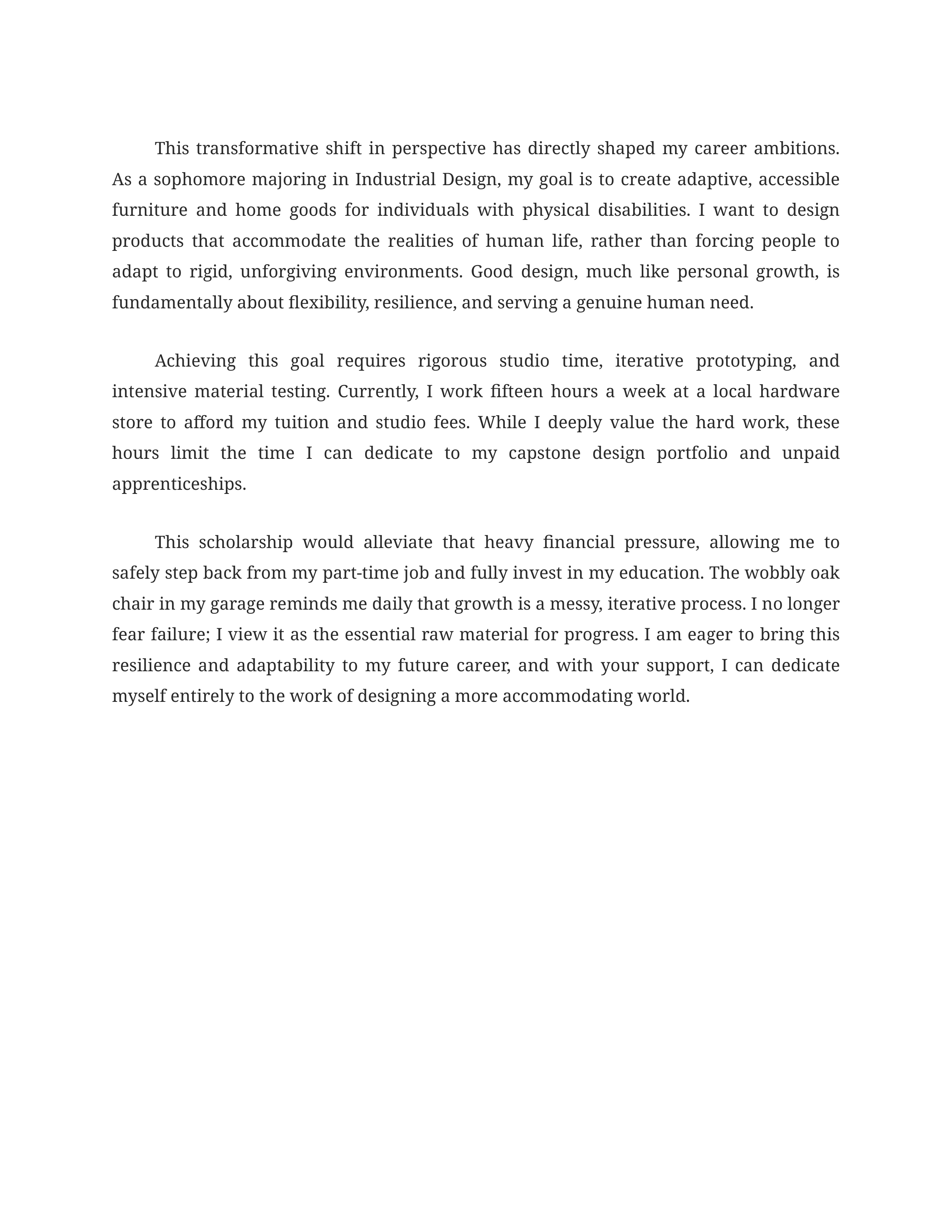 Personal Growth Scholarship Essay — page 2