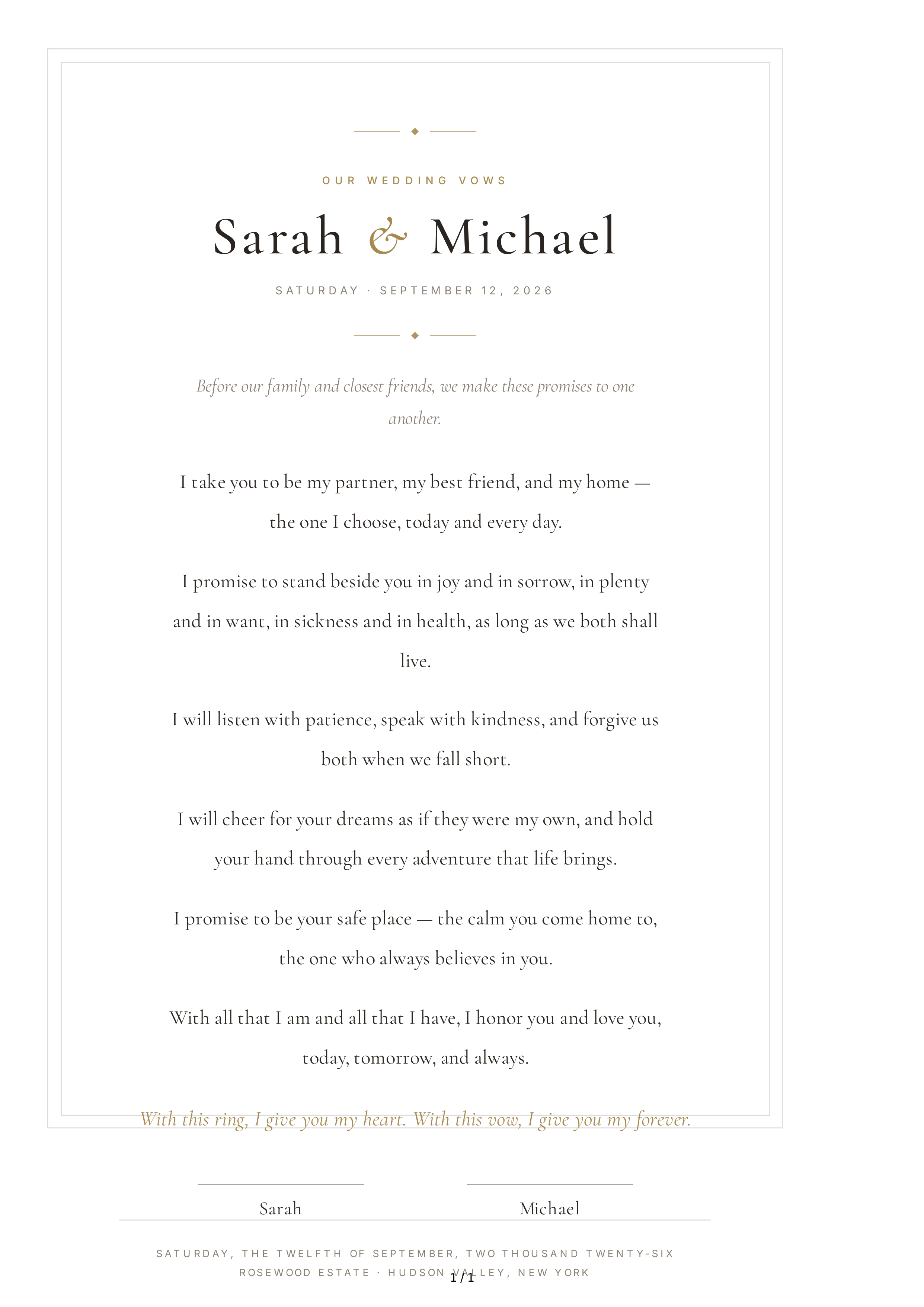 Personal Wedding Vows — page 1