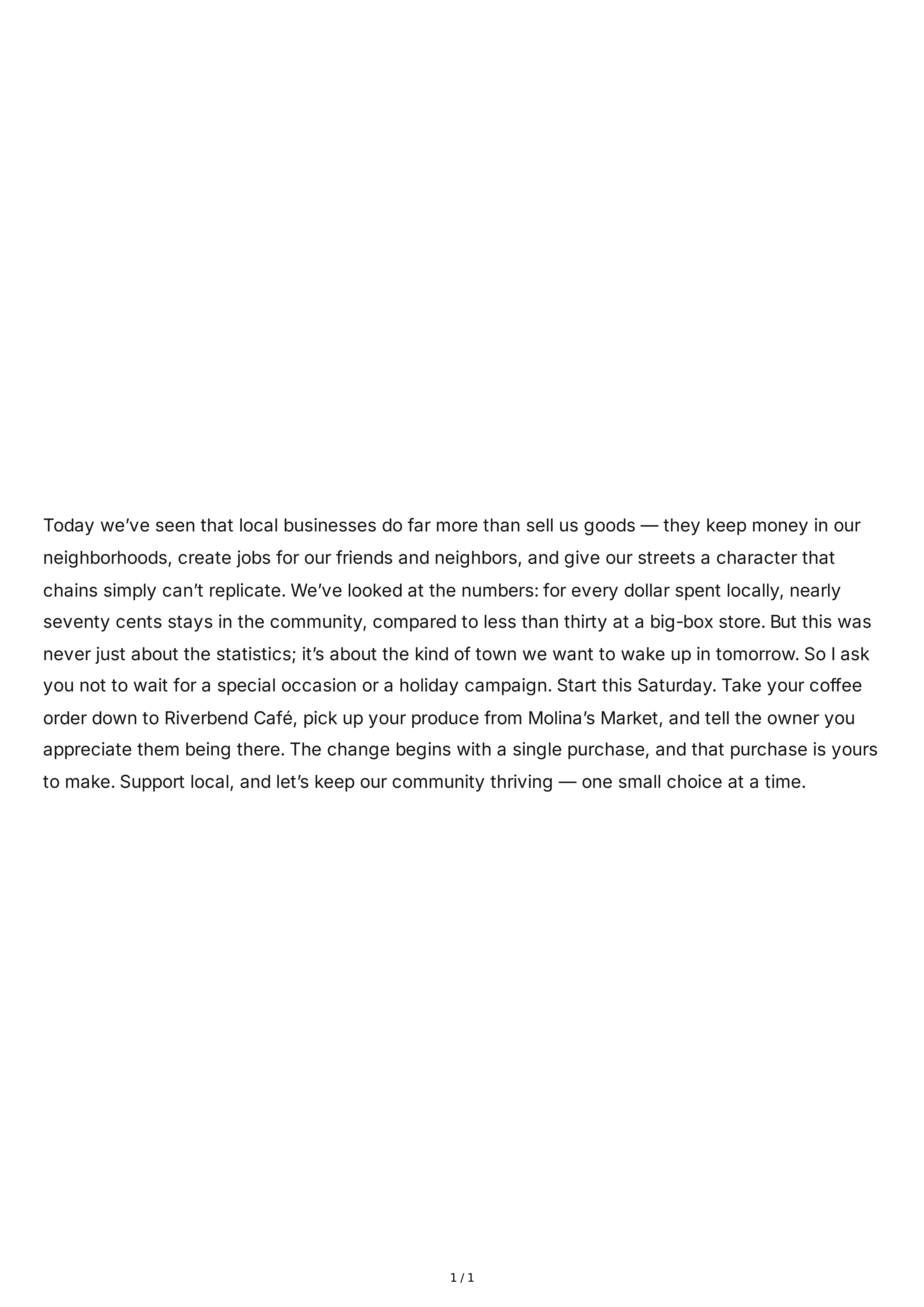 Persuasive Speech Conclusion Paragraph — page 1