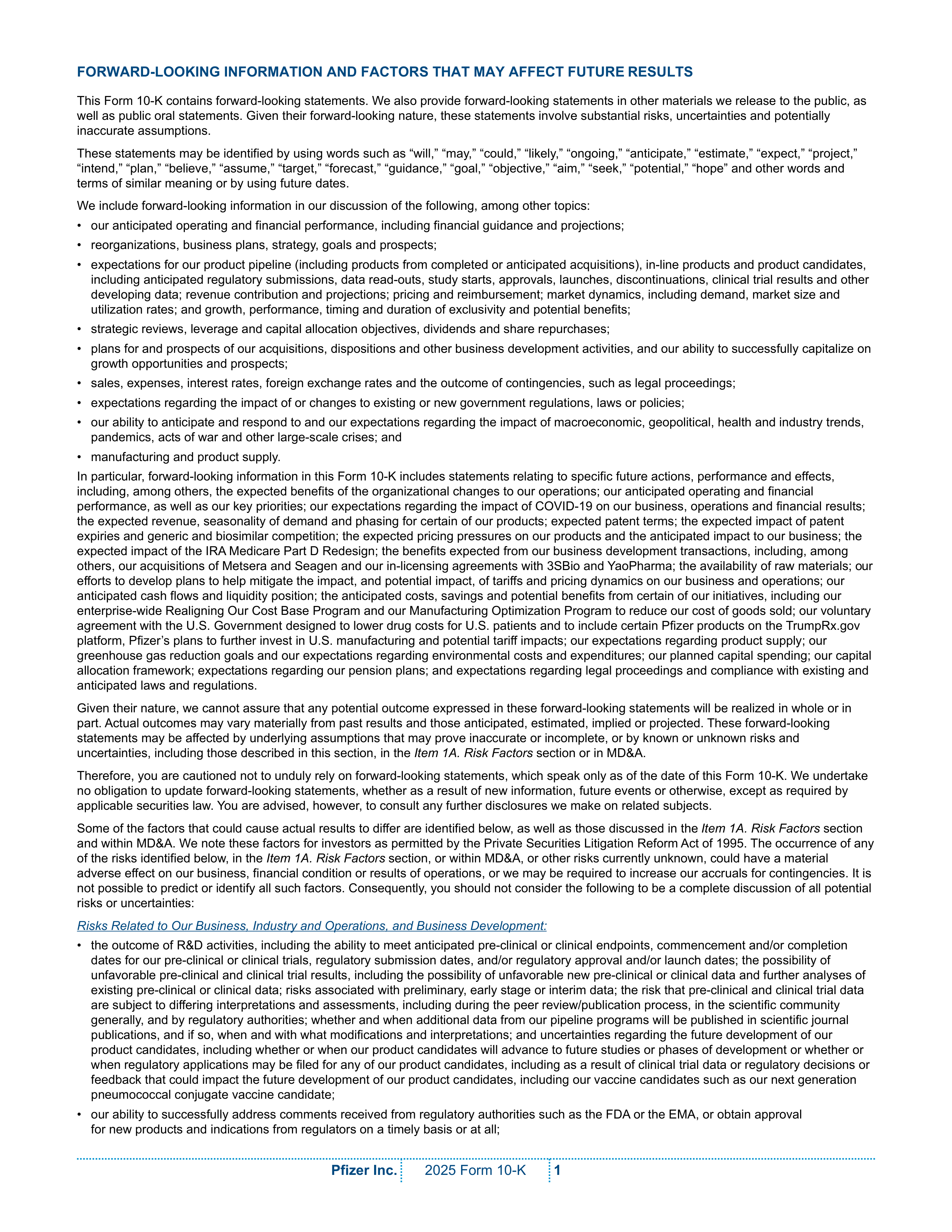 Pfizer Annual Report — page 7