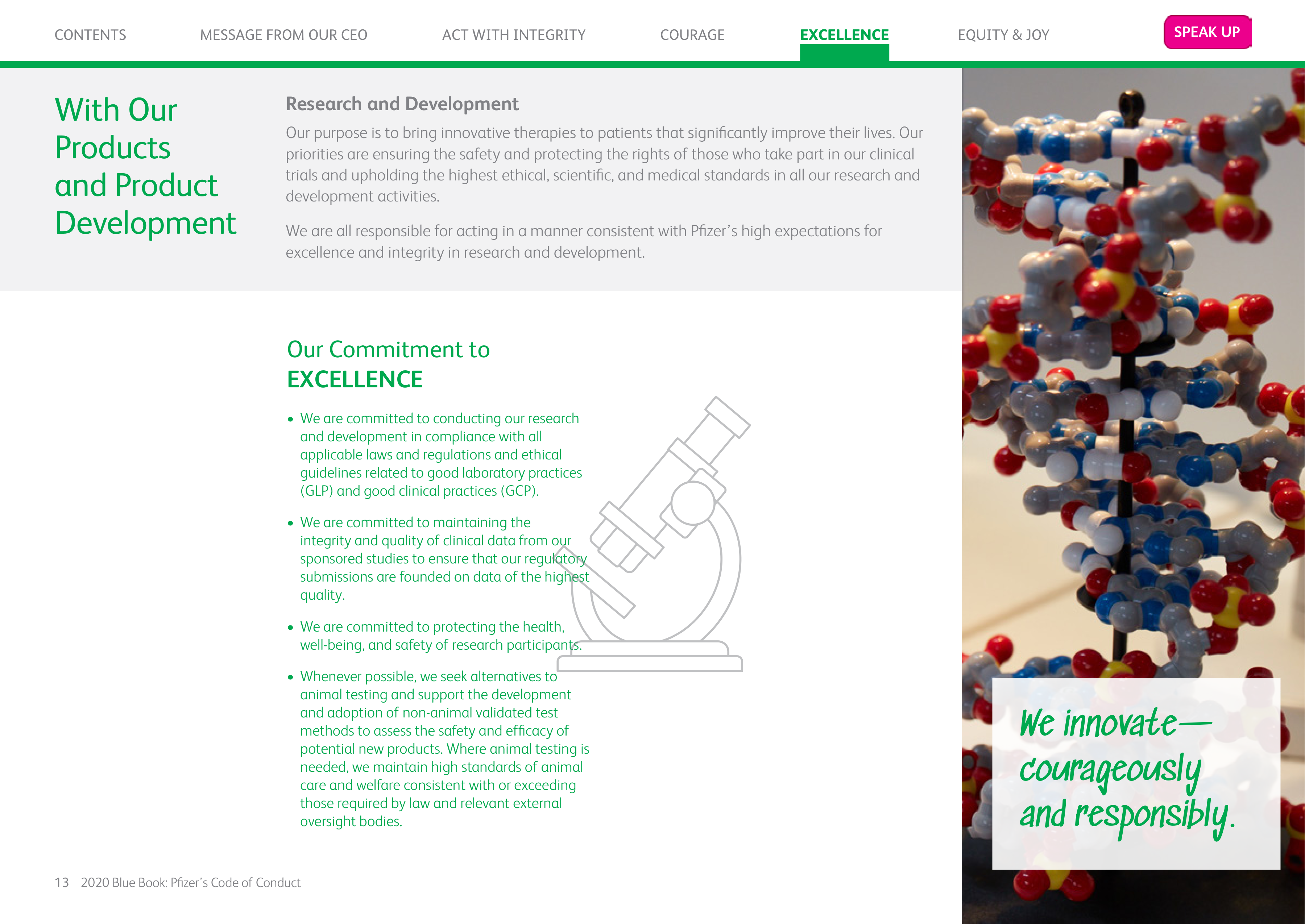 Pfizer Inc. Blue Book Code of Conduct Handbook — page 13