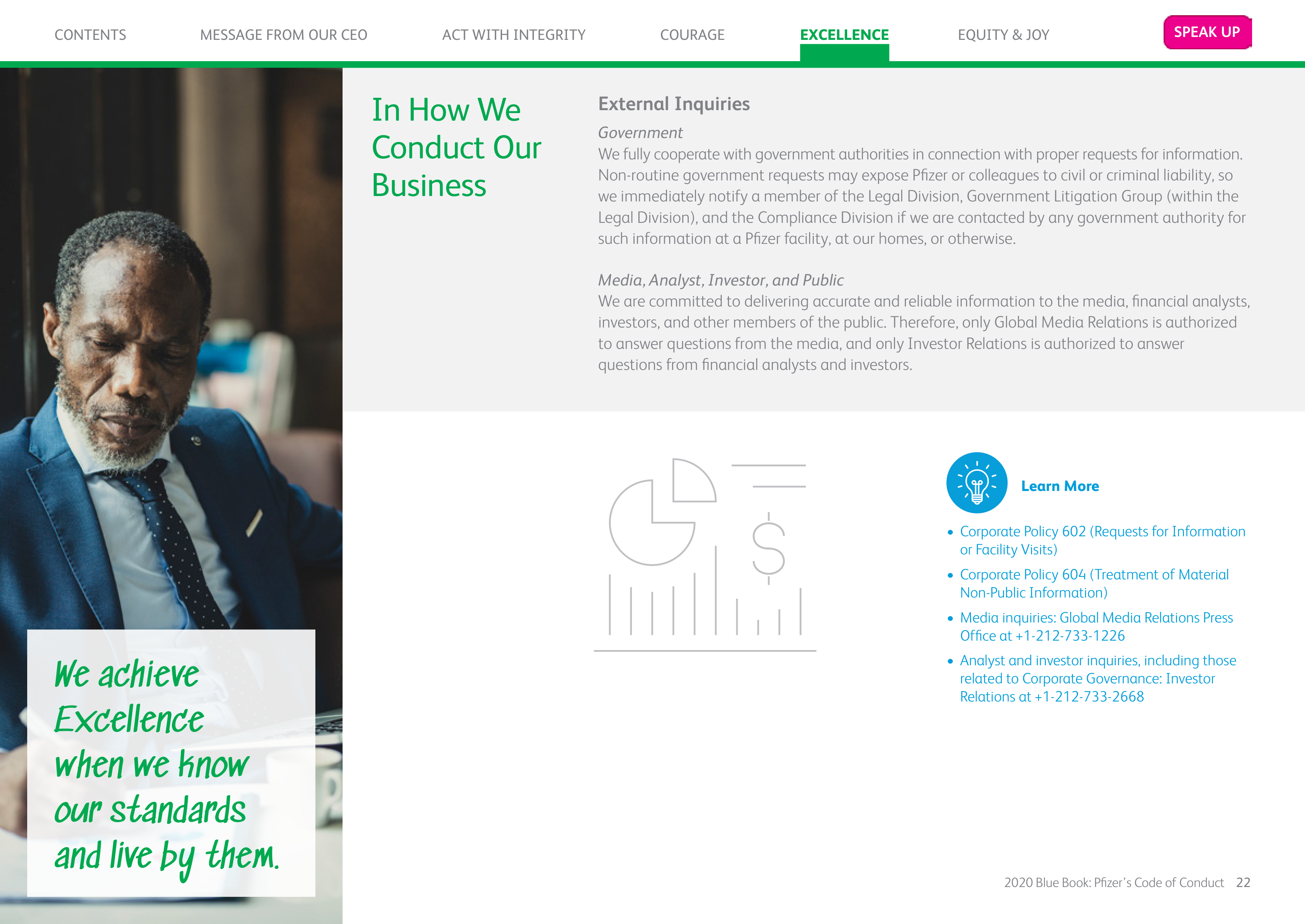 Pfizer Inc. Blue Book Code of Conduct Handbook — page 22