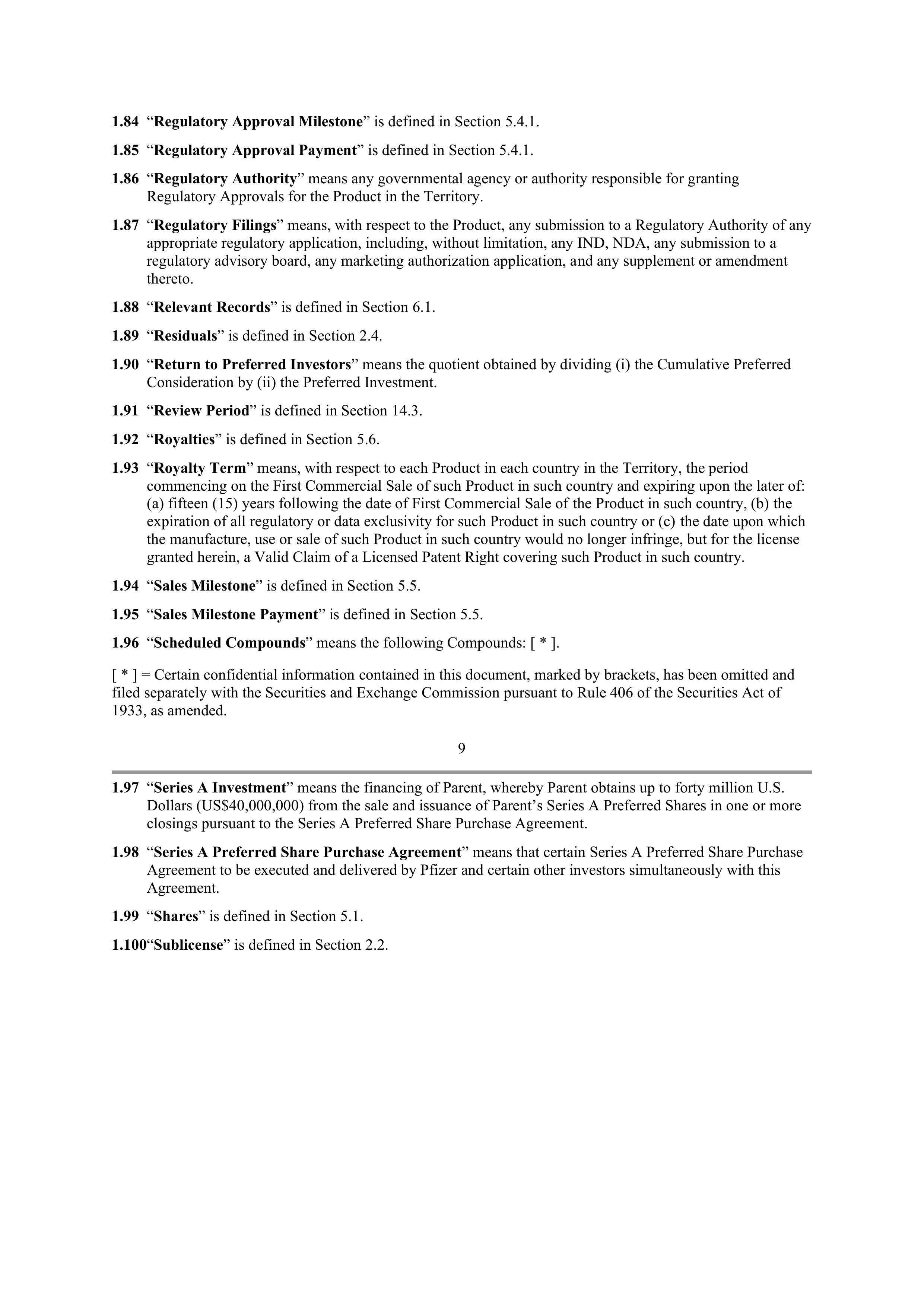 Pfizer License Agreement — page 10