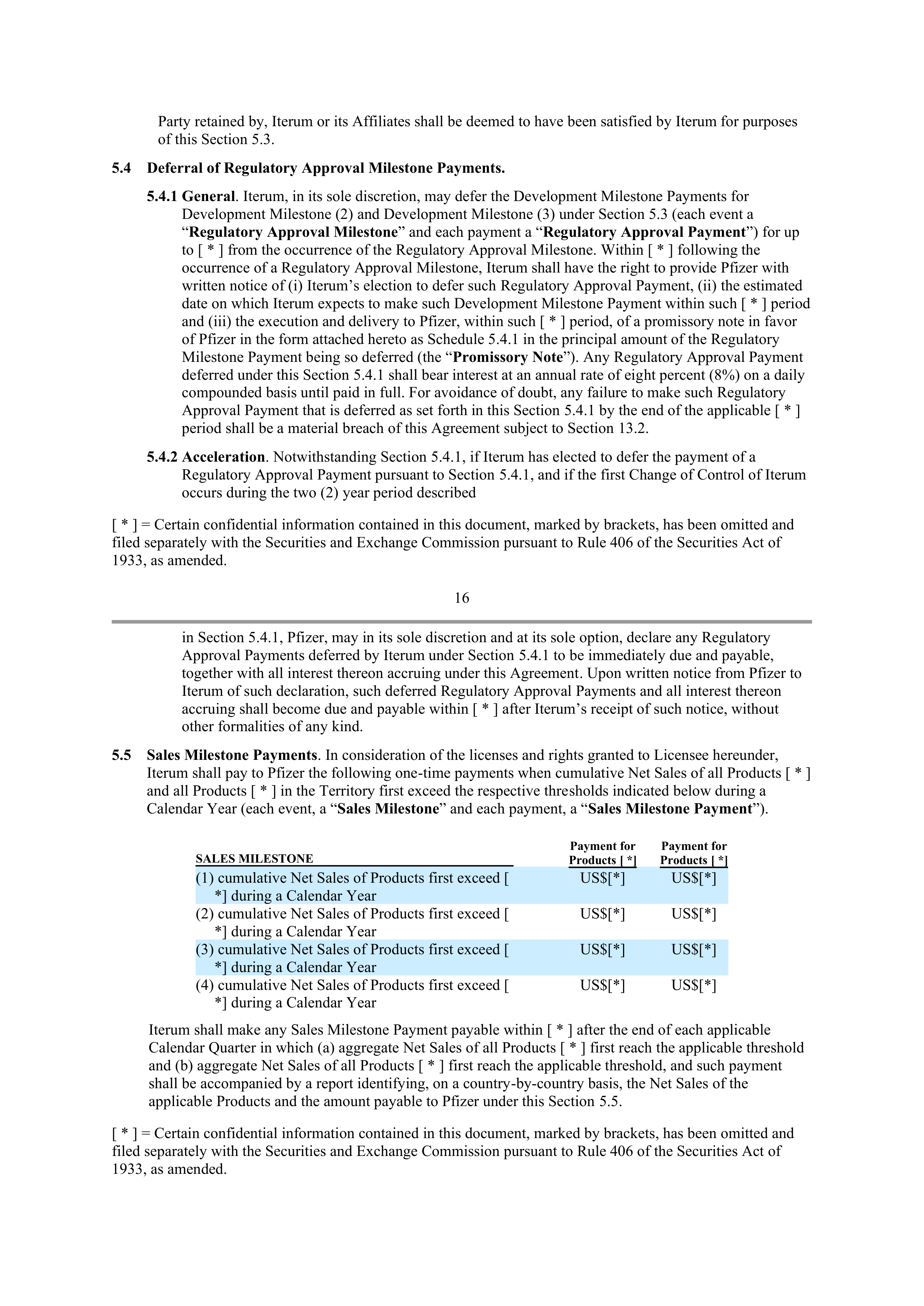Pfizer License Agreement — page 16