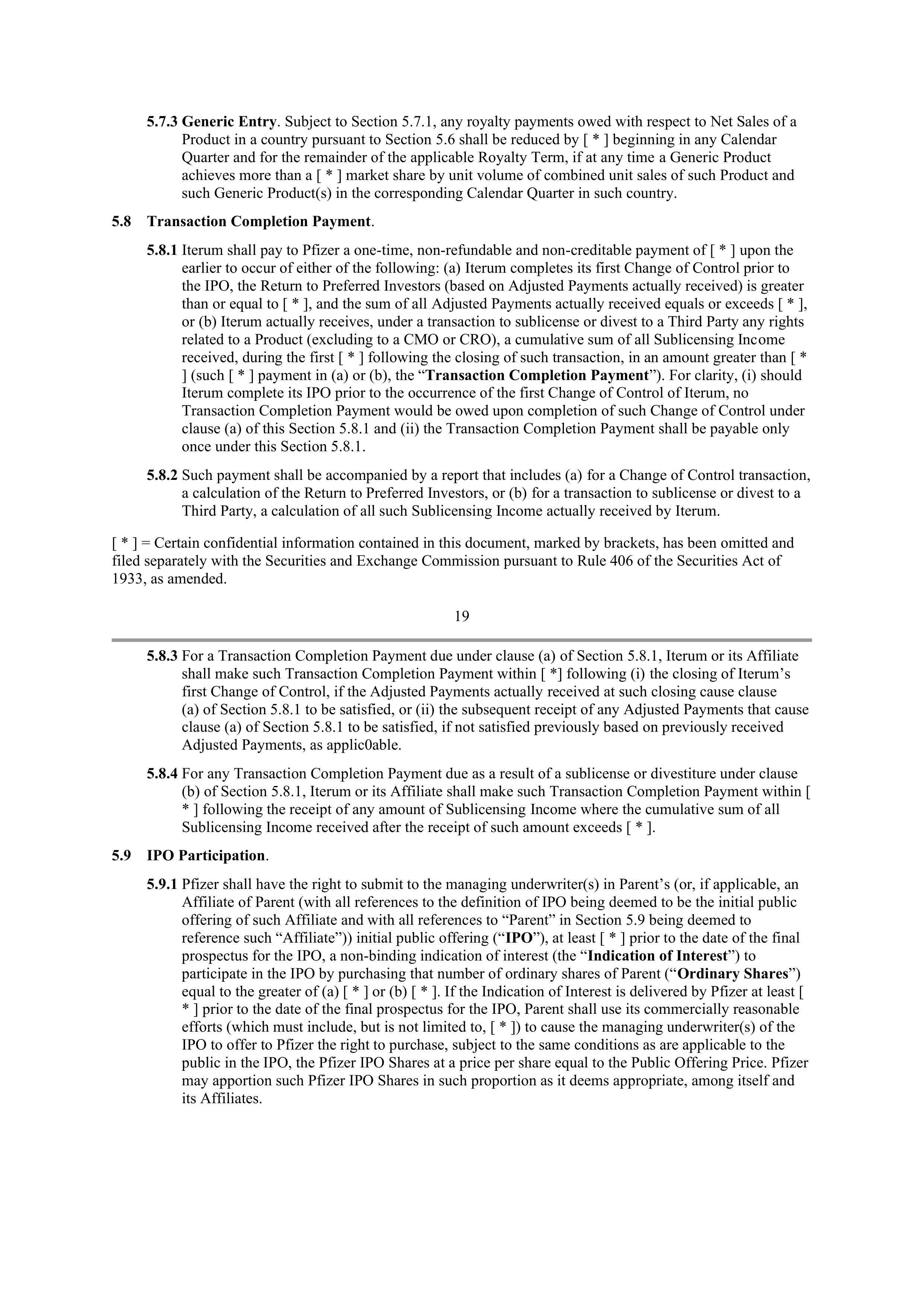 Pfizer License Agreement — page 18