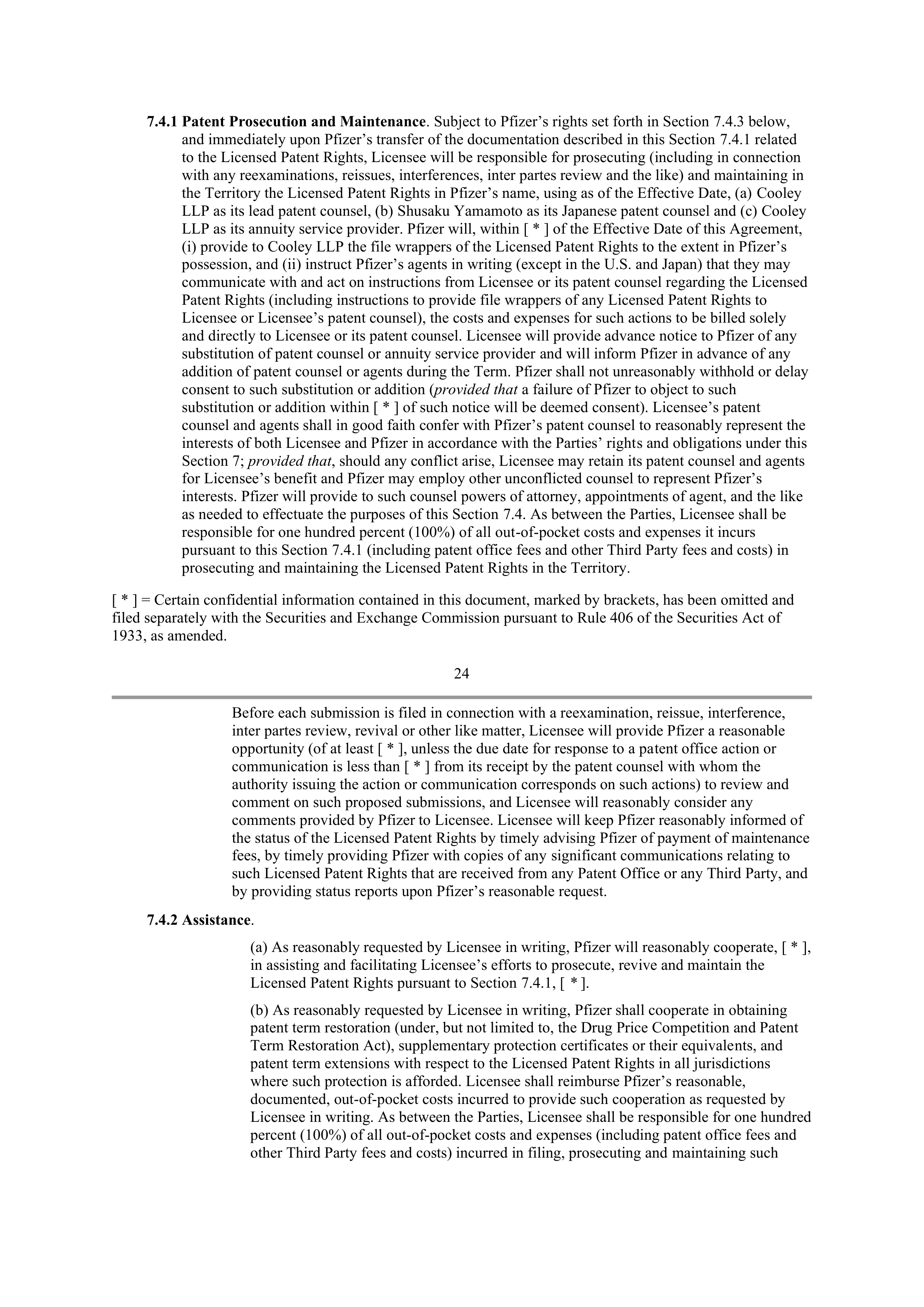 Pfizer License Agreement — page 22