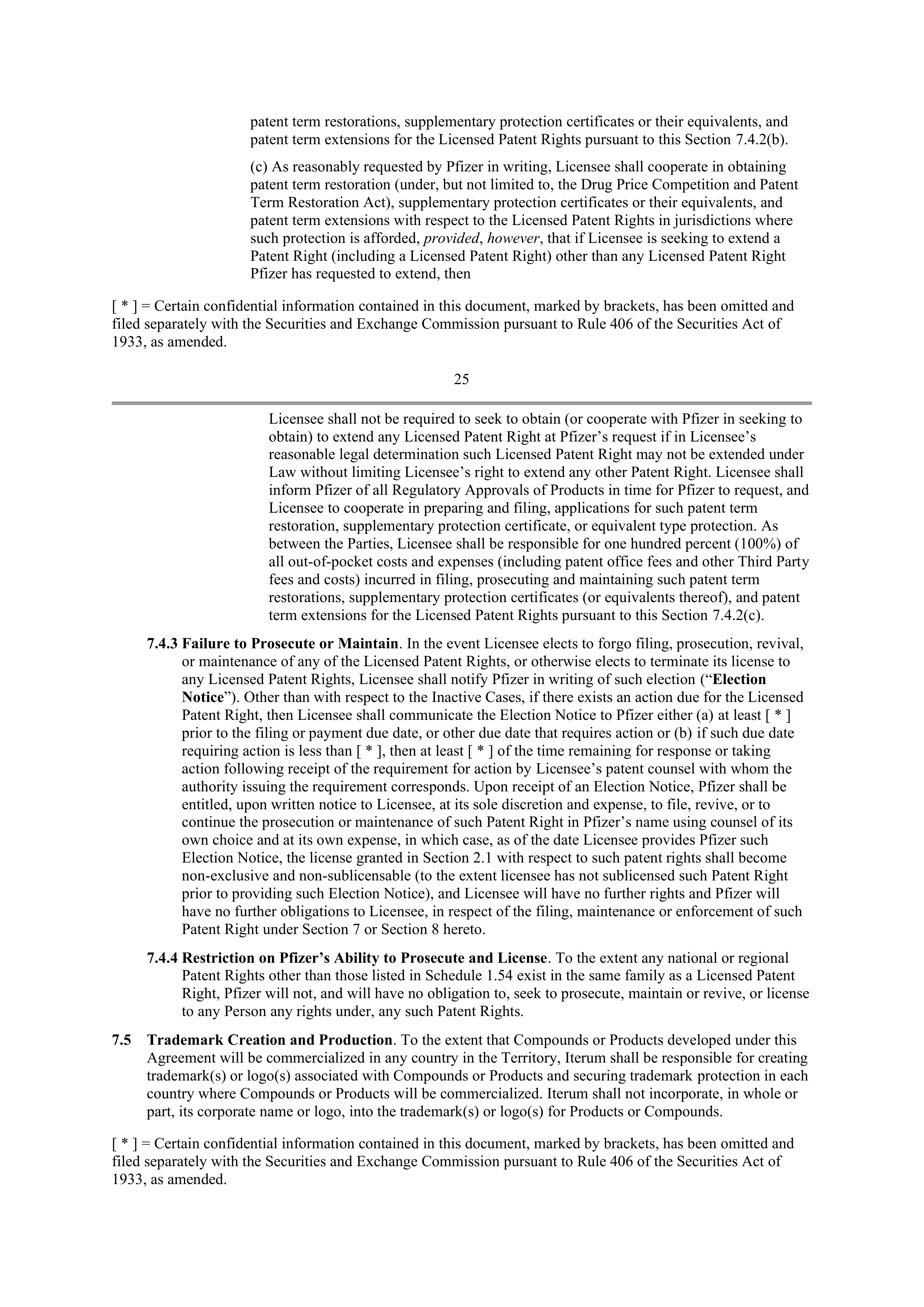 Pfizer License Agreement — page 23