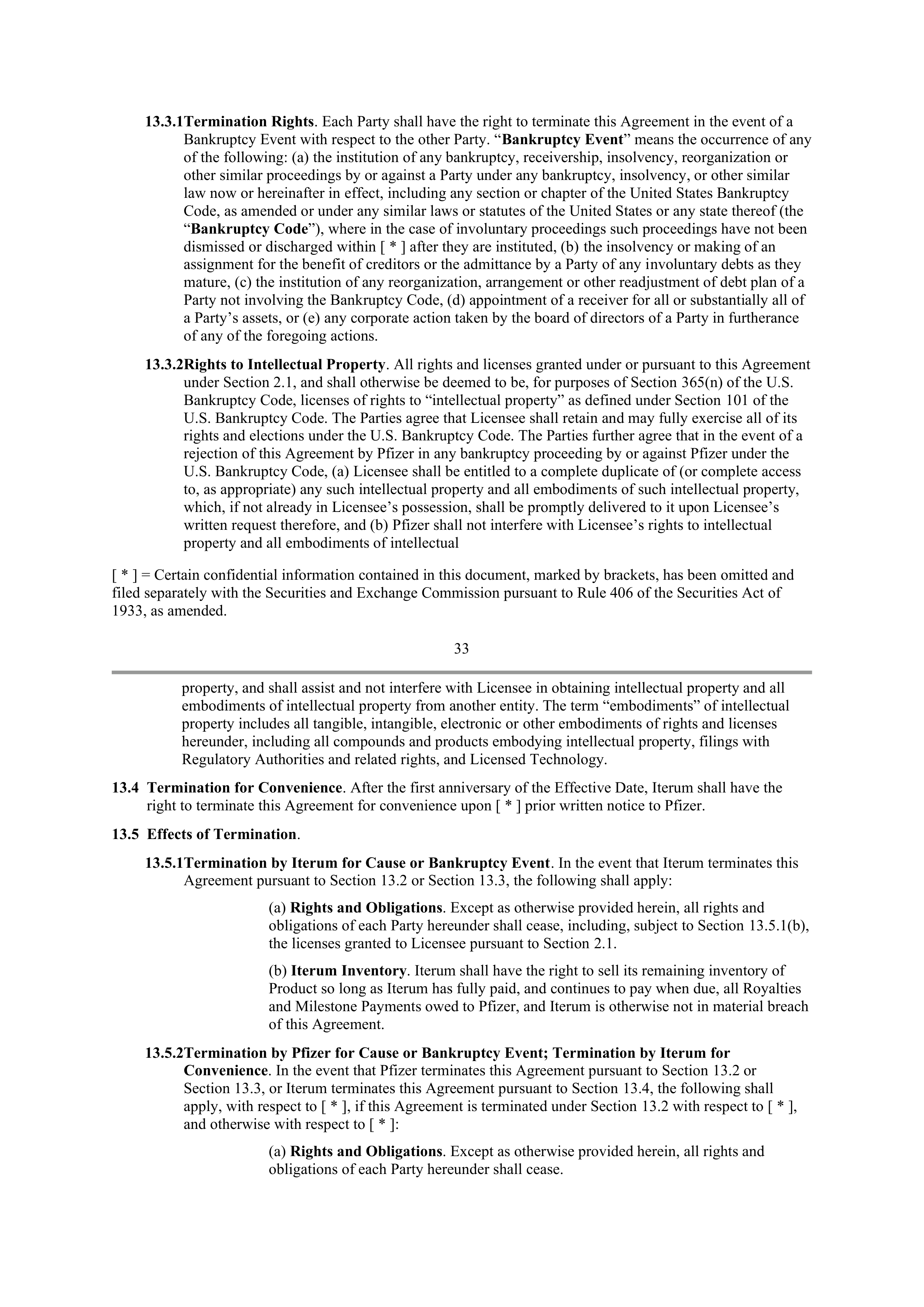 Pfizer License Agreement — page 29