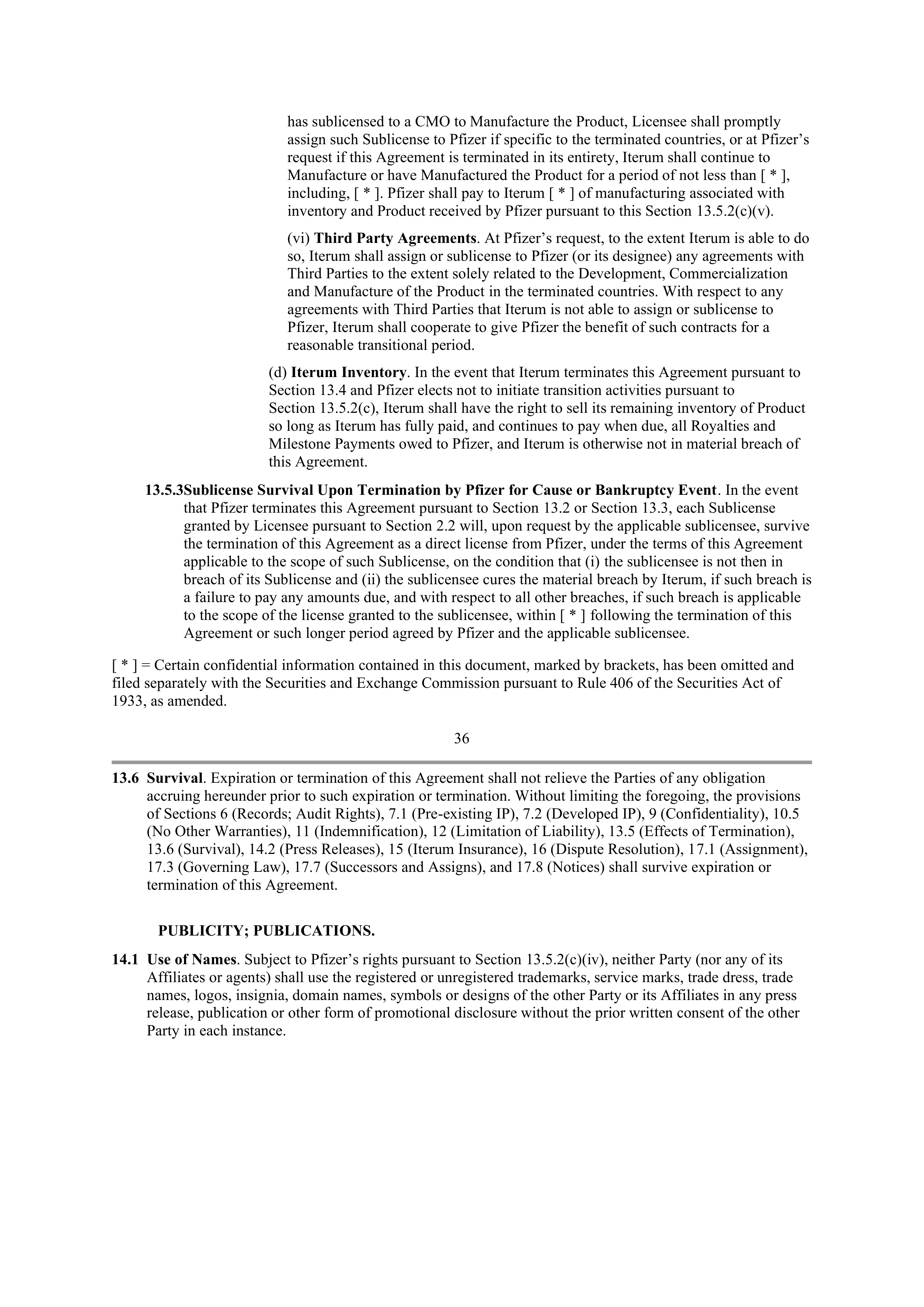Pfizer License Agreement — page 31
