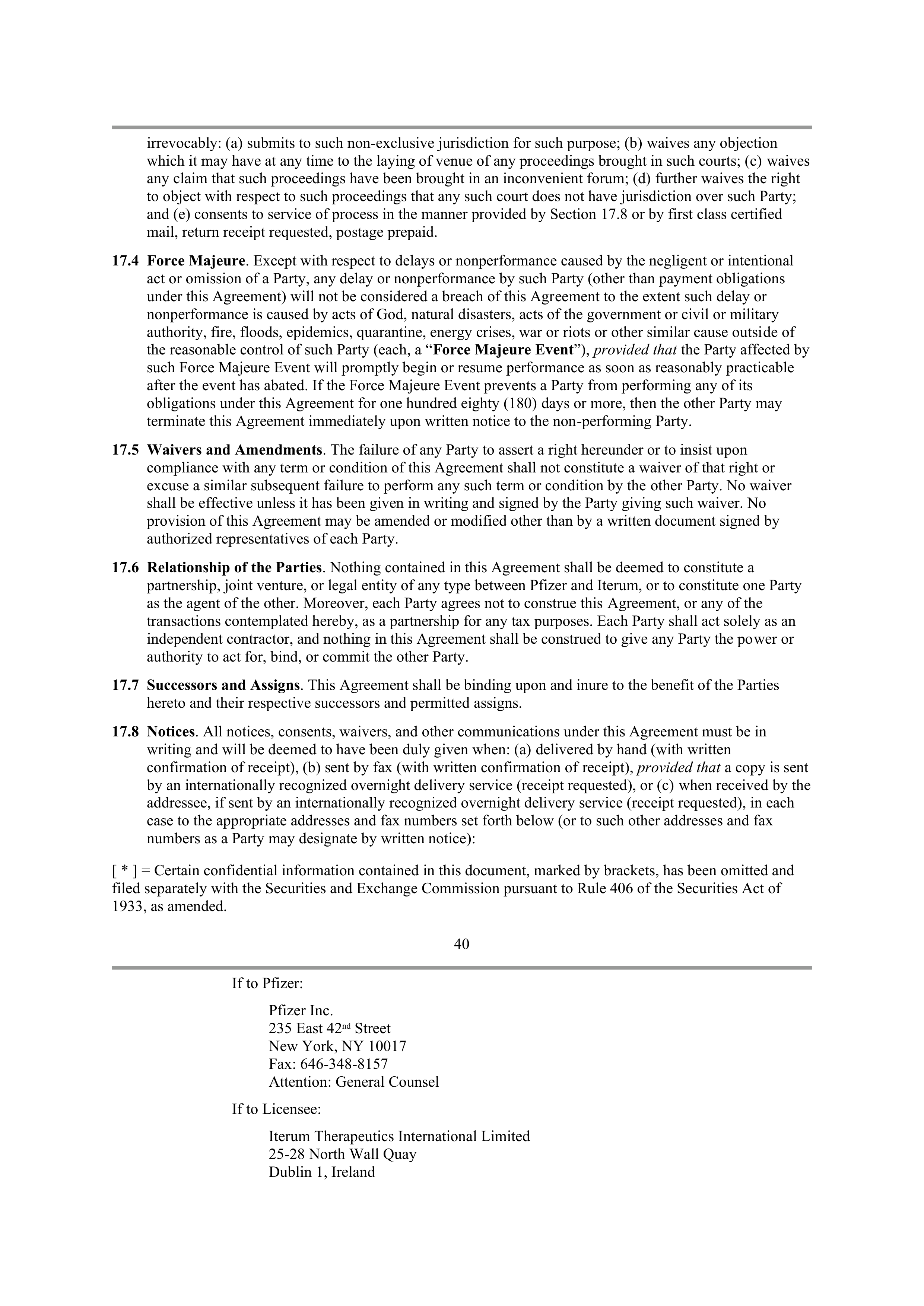 Pfizer License Agreement — page 34