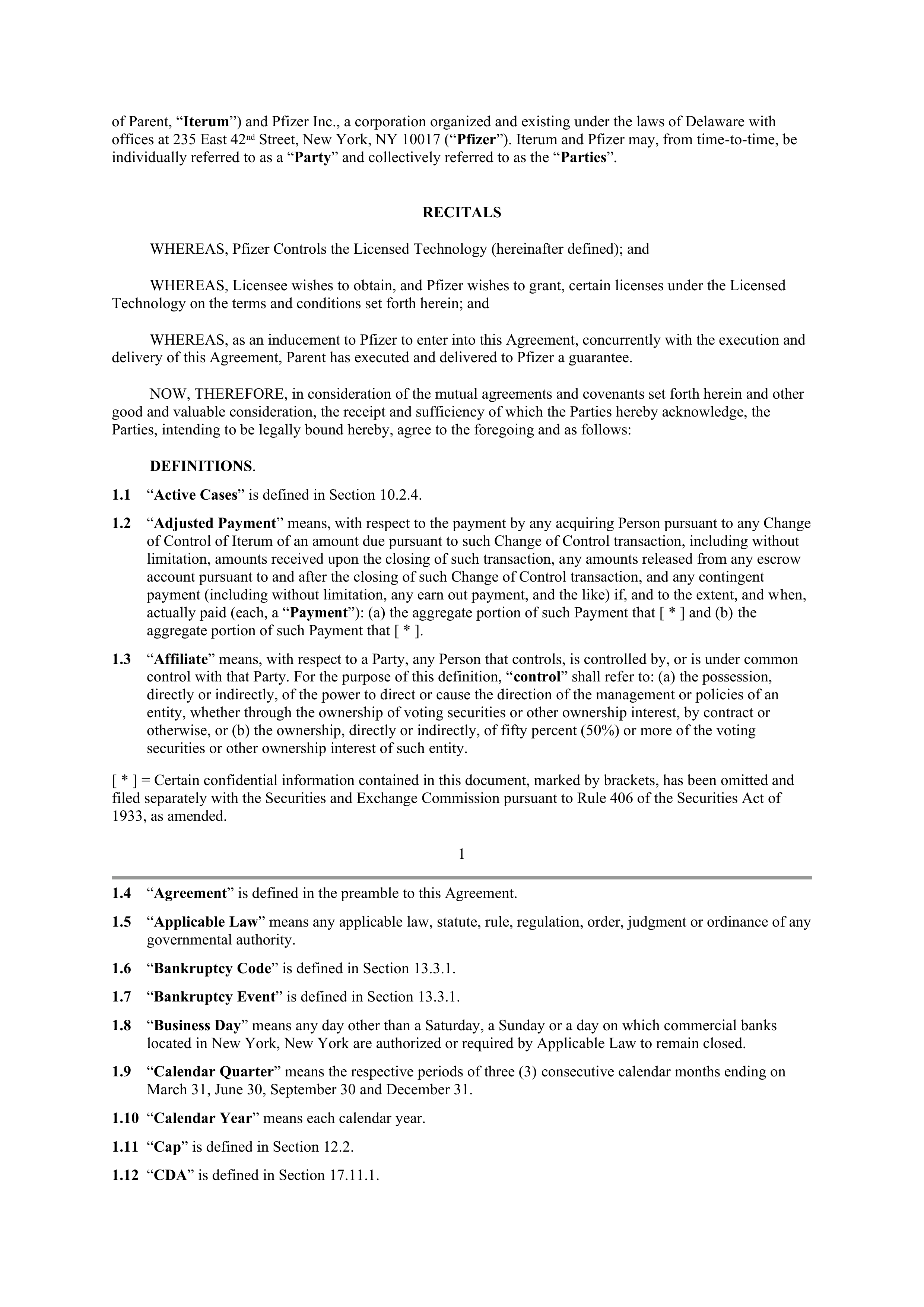 Pfizer License Agreement — page 4