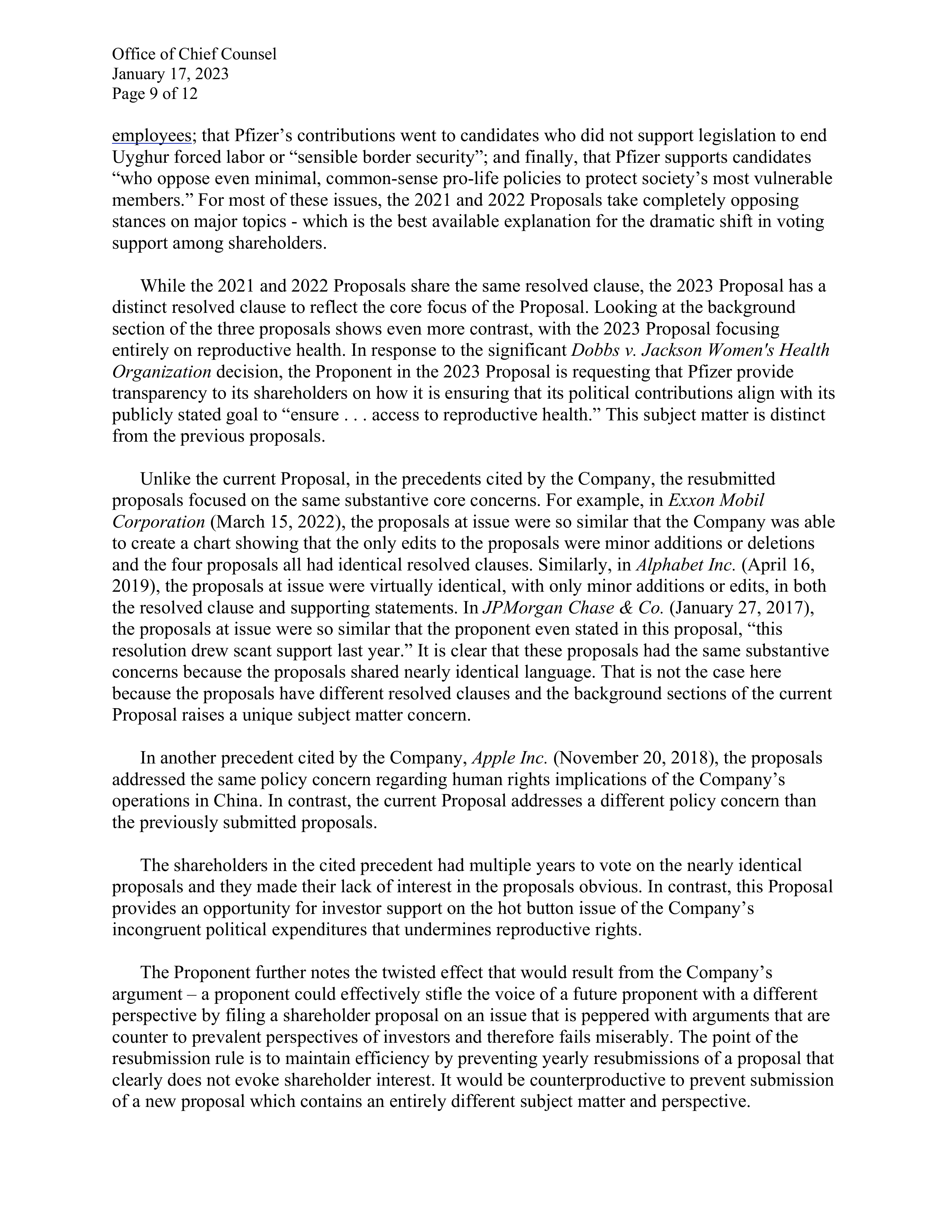 Pfizer Proposal  — page 131