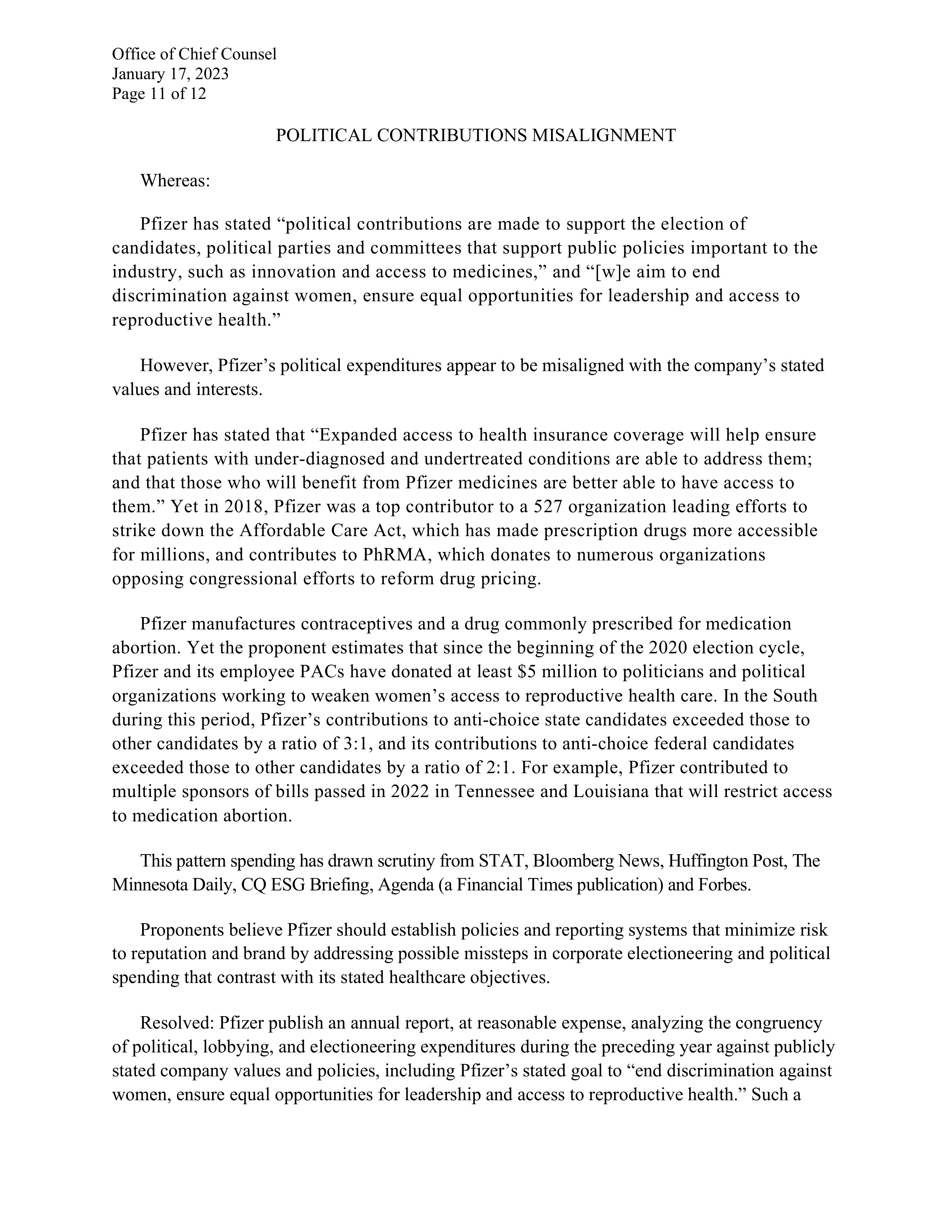 Pfizer Proposal  — page 133