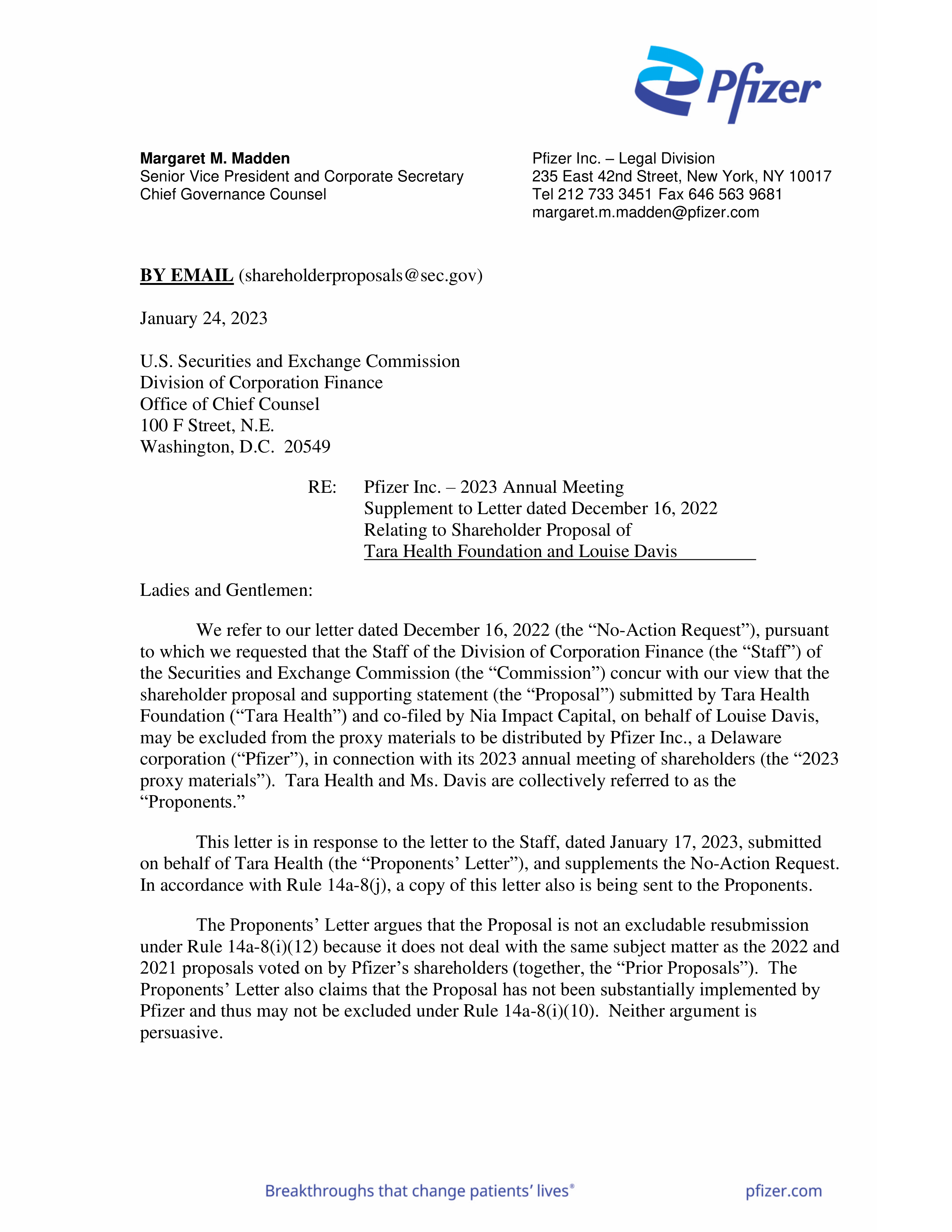 Pfizer Proposal  — page 135