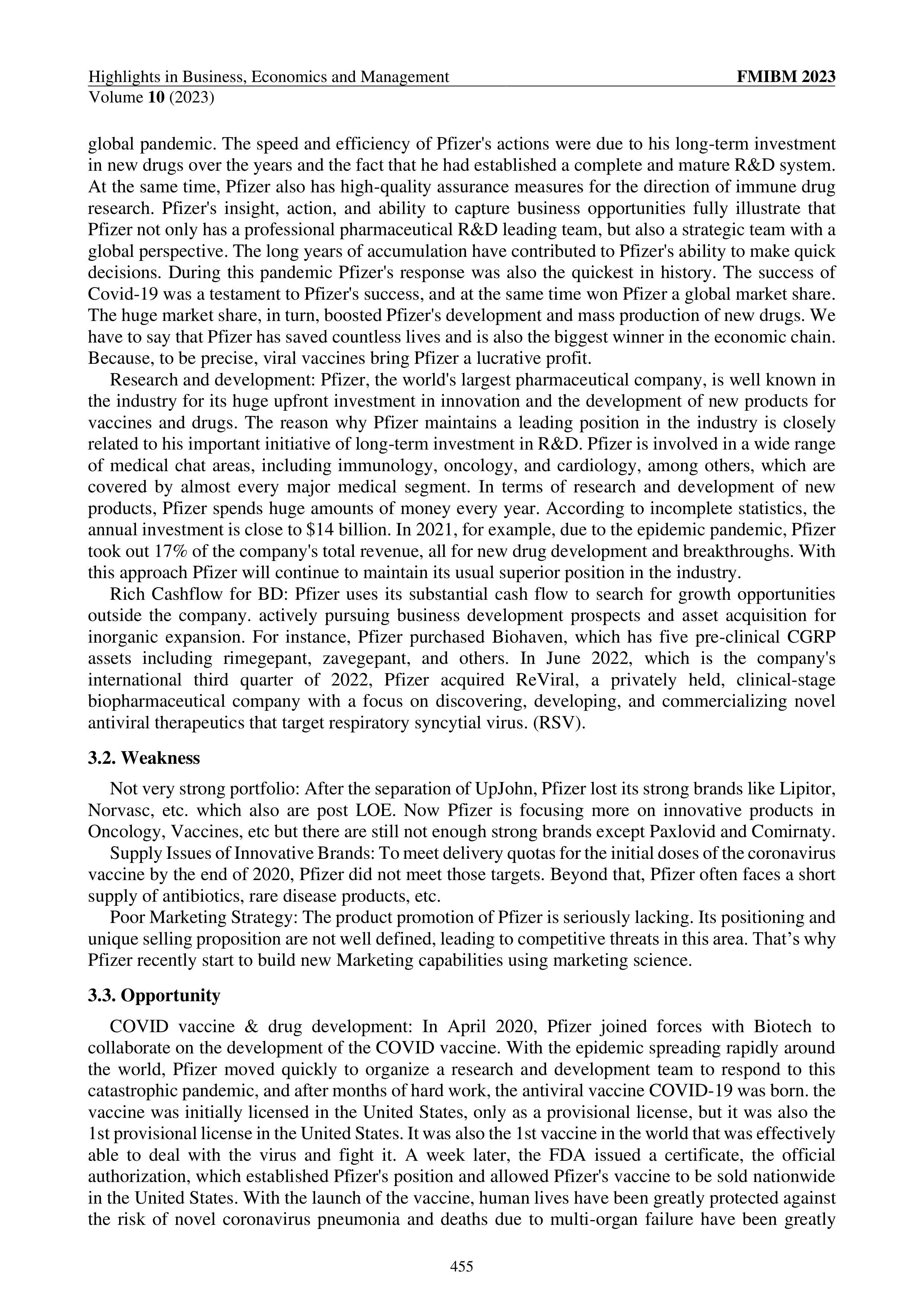 Pfizer Swot Analysis  — page 7