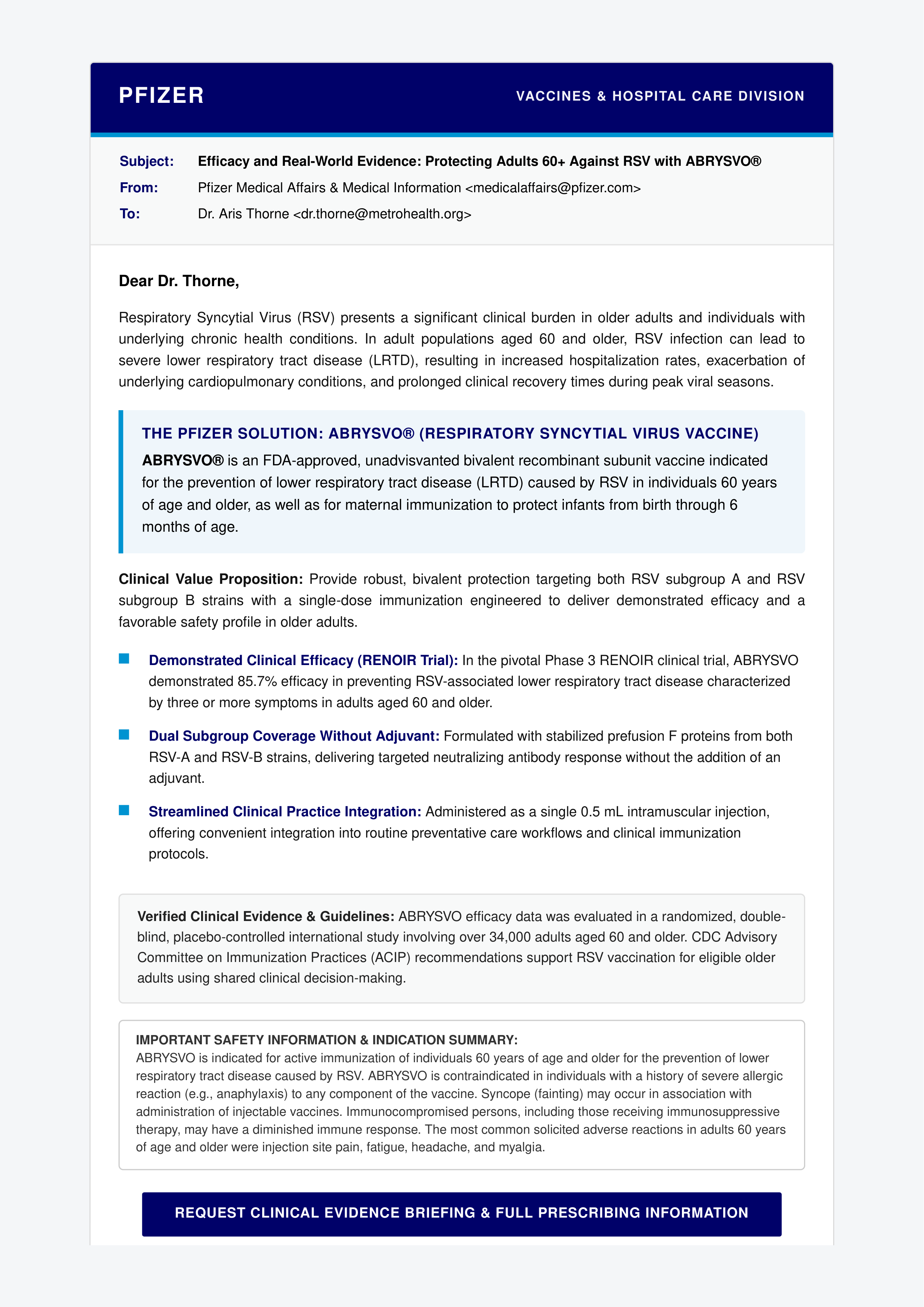 Pfizer Sales Email — page 1