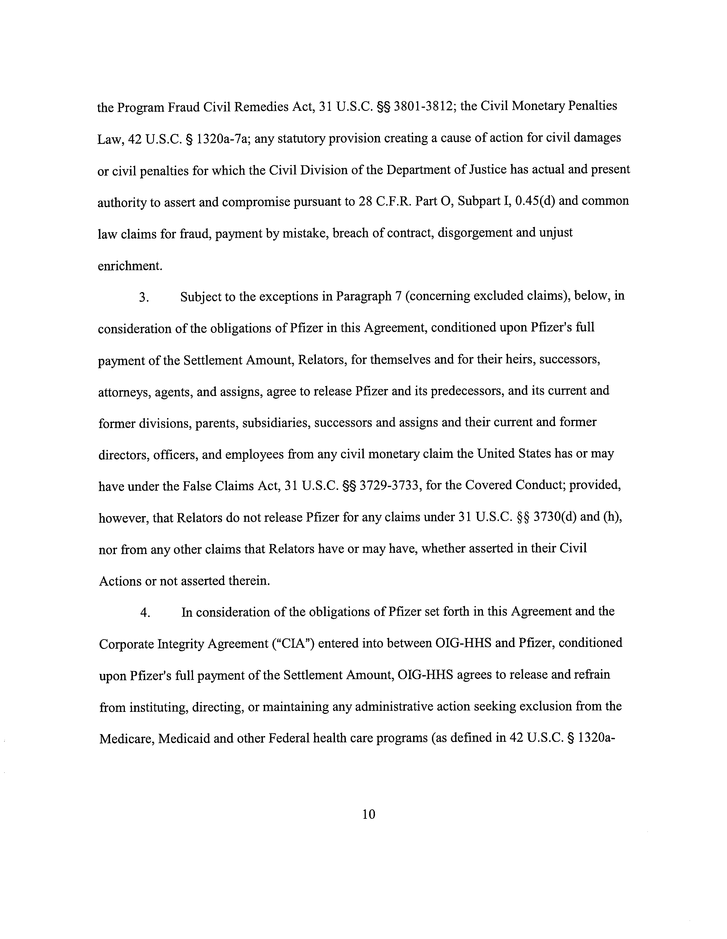 Pfizer Settlement Agreement — page 10