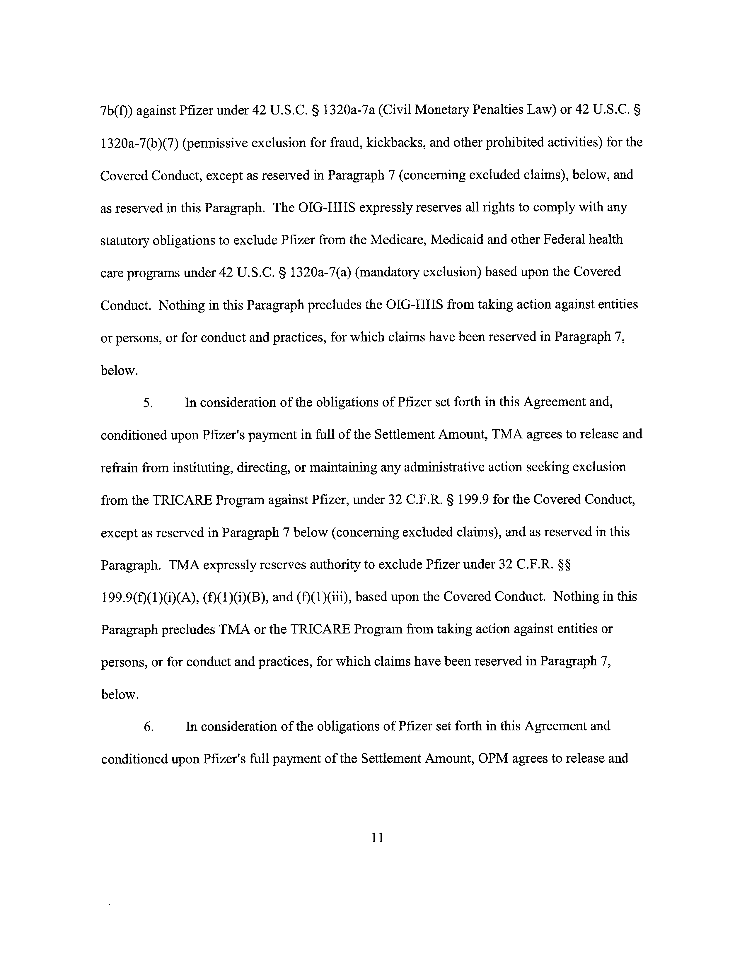 Pfizer Settlement Agreement — page 11