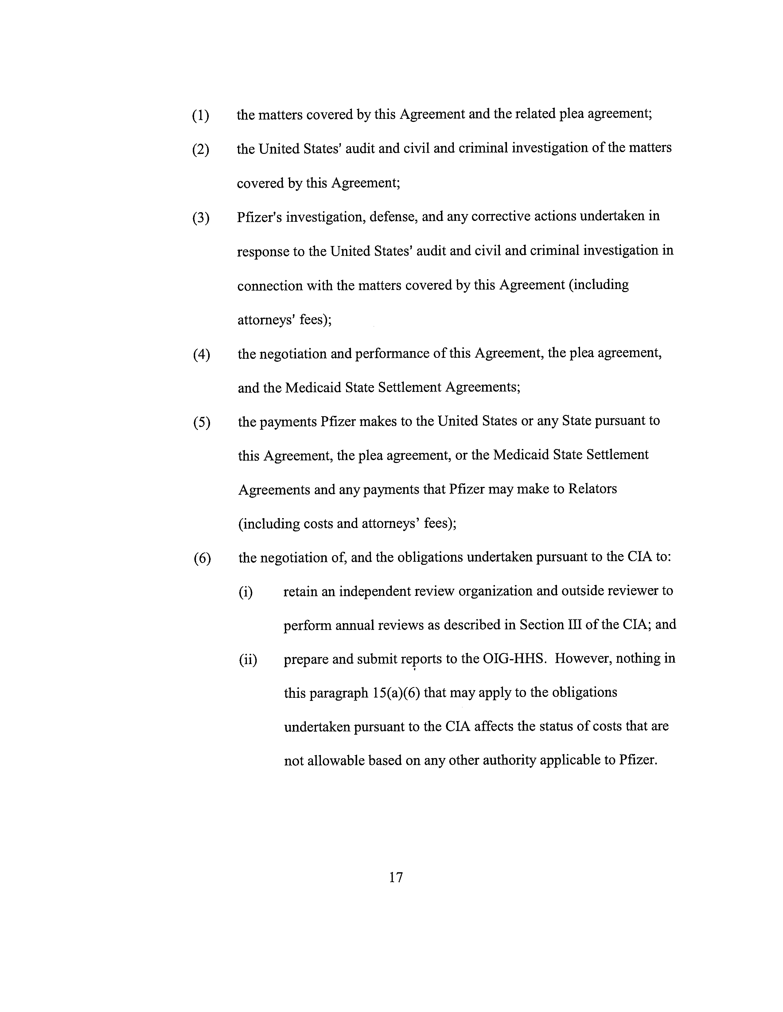 Pfizer Settlement Agreement — page 17