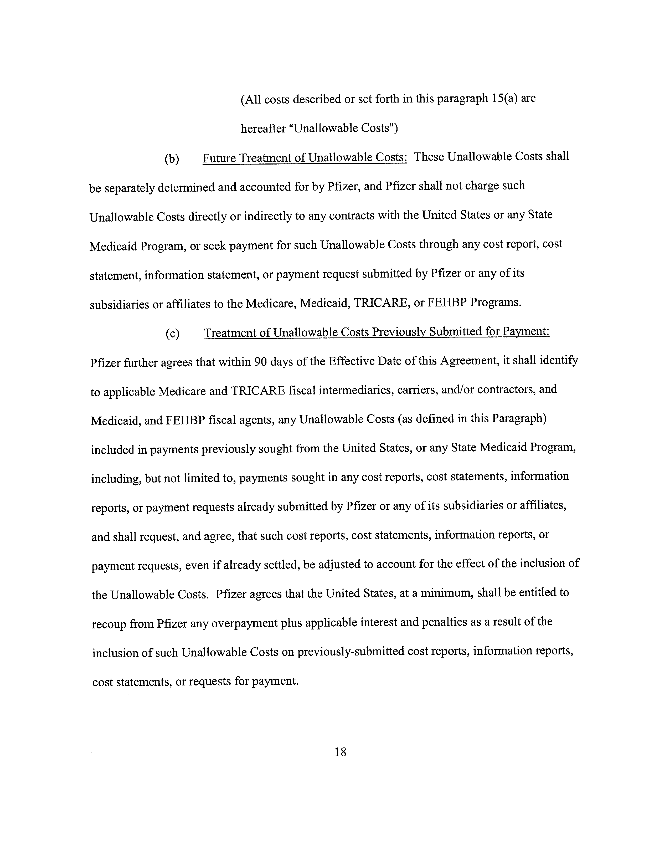 Pfizer Settlement Agreement — page 18