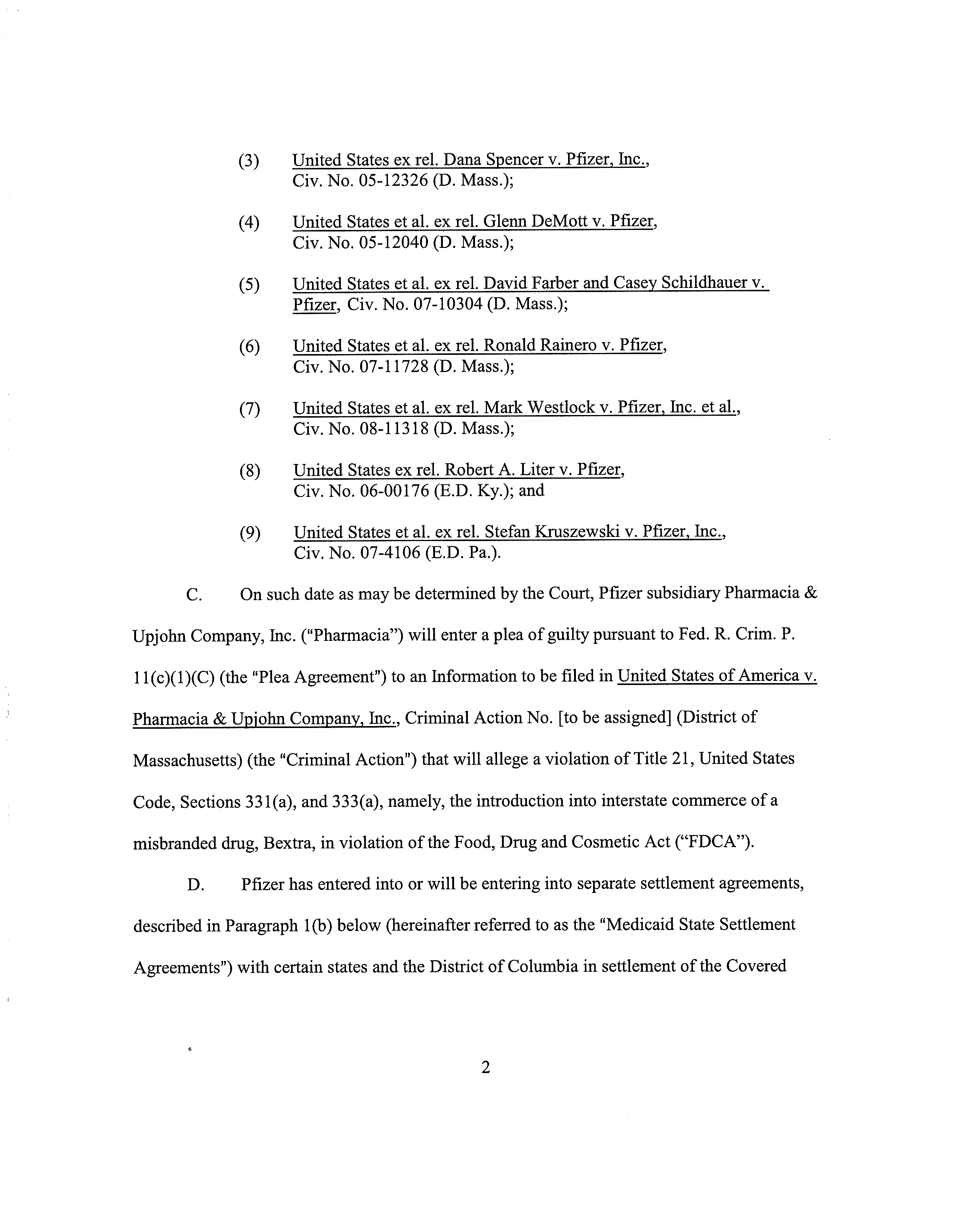 Pfizer Settlement Agreement — page 2