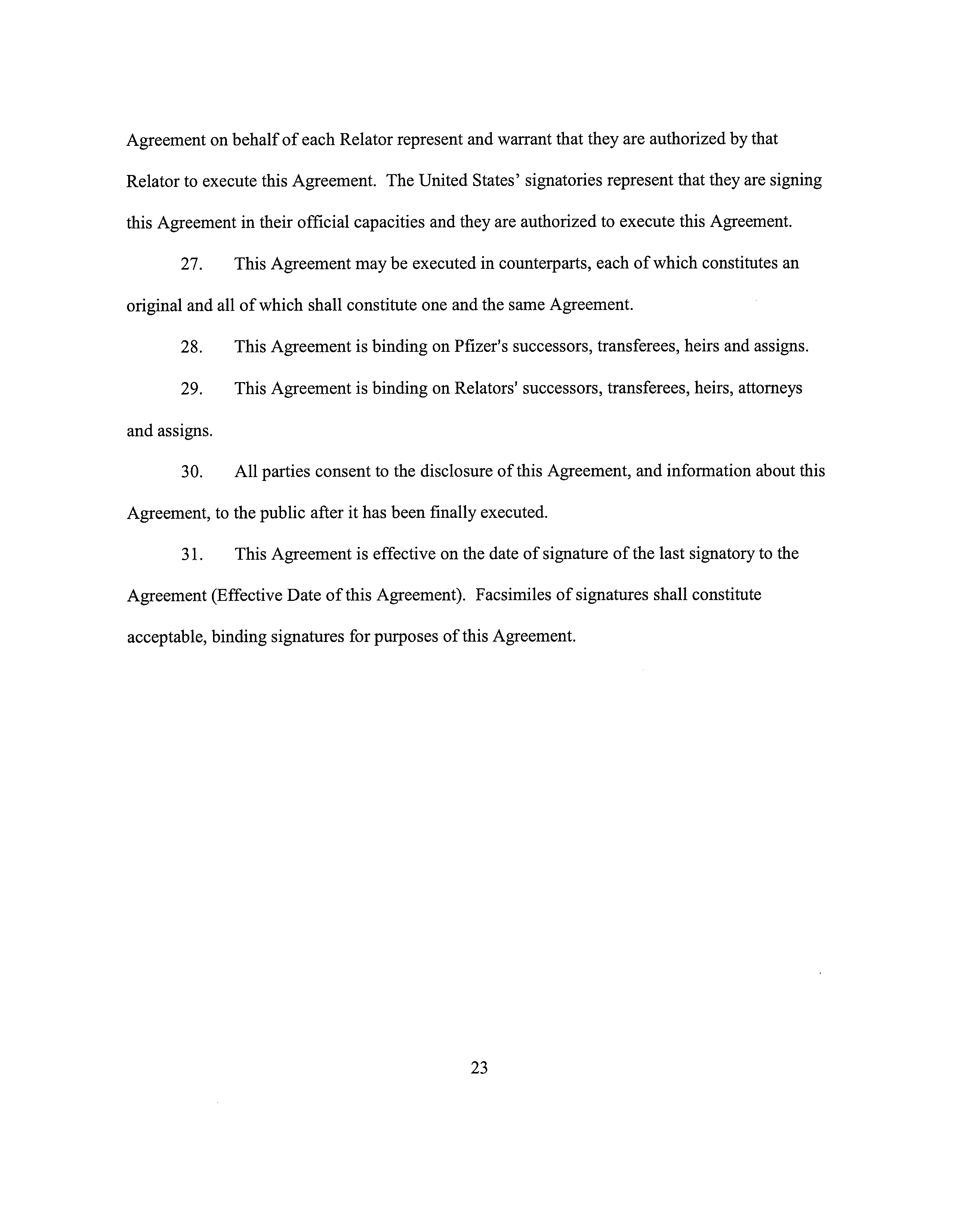 Pfizer Settlement Agreement — page 23