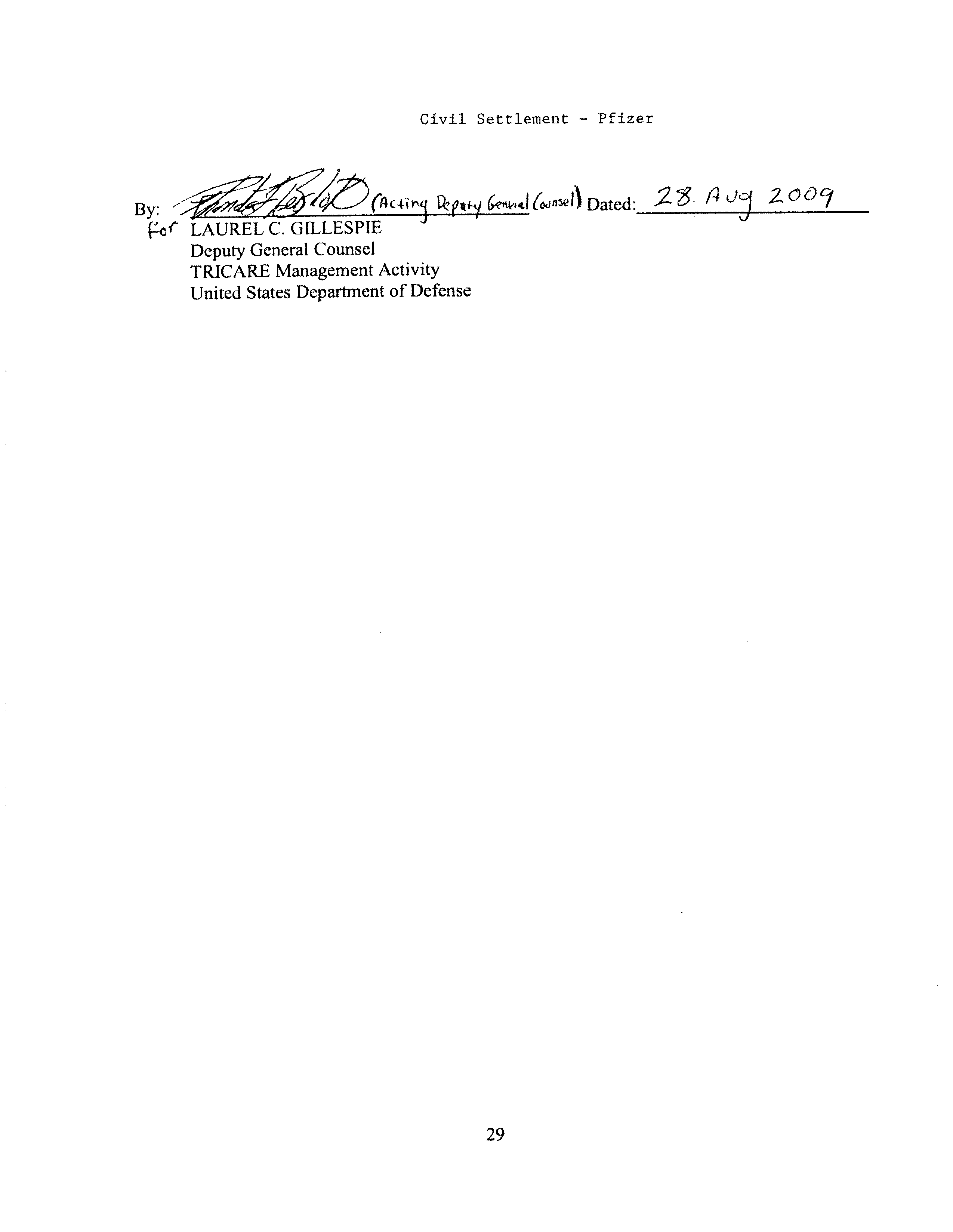 Pfizer Settlement Agreement — page 29