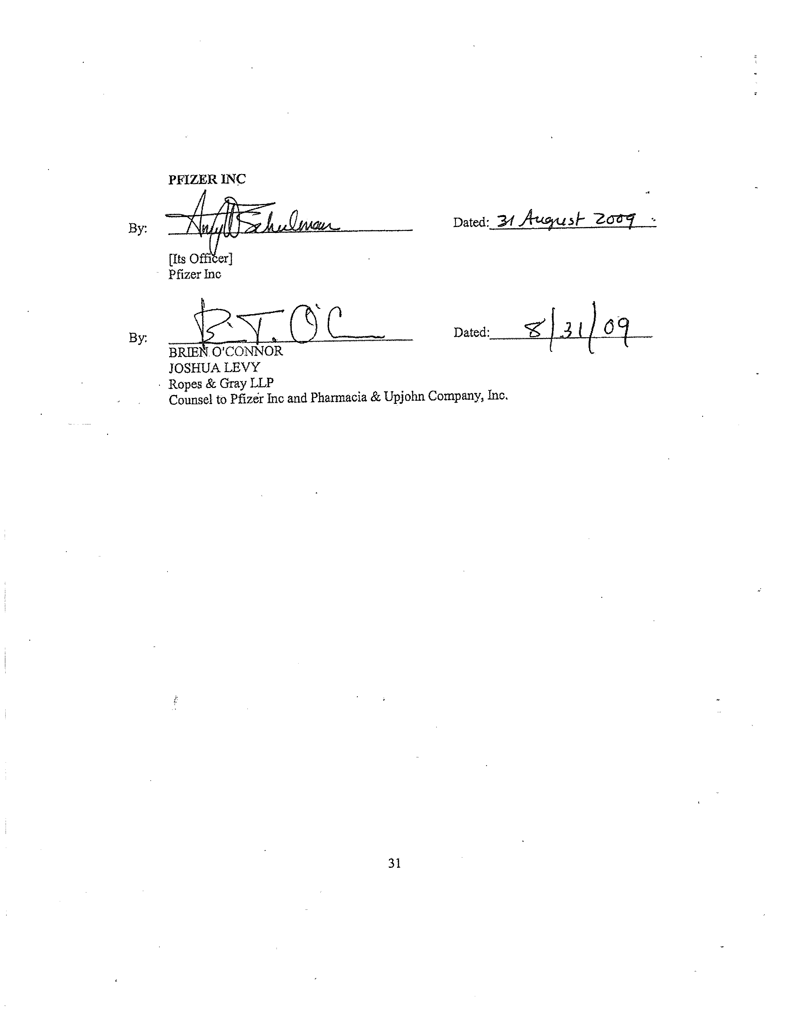 Pfizer Settlement Agreement — page 31