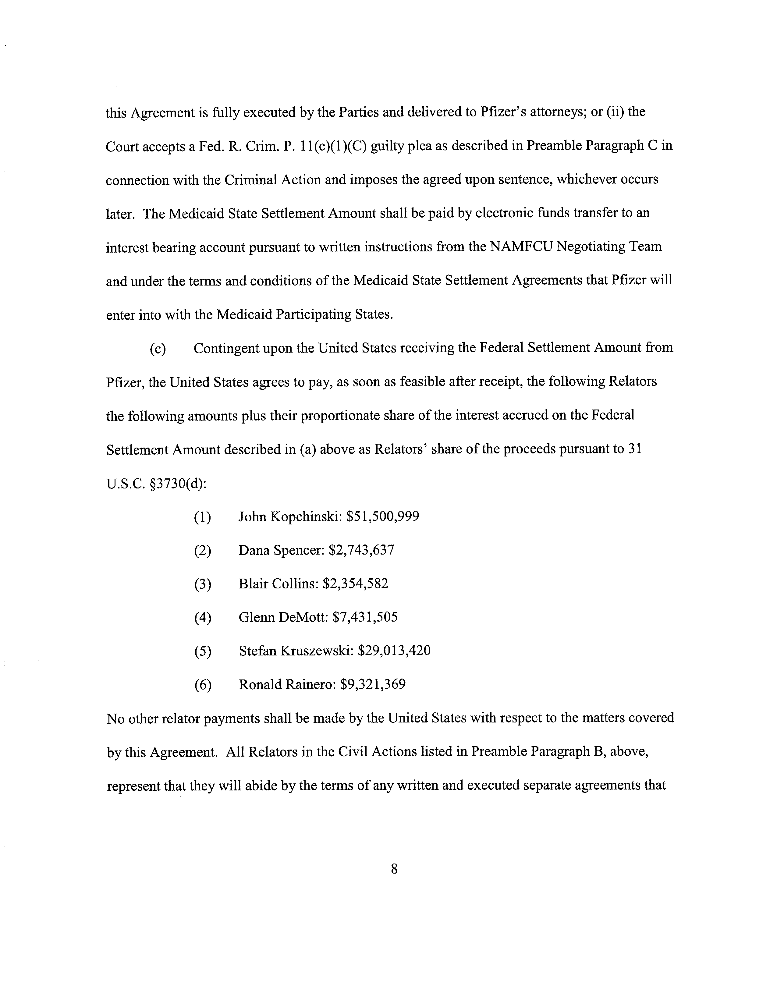 Pfizer Settlement Agreement — page 8