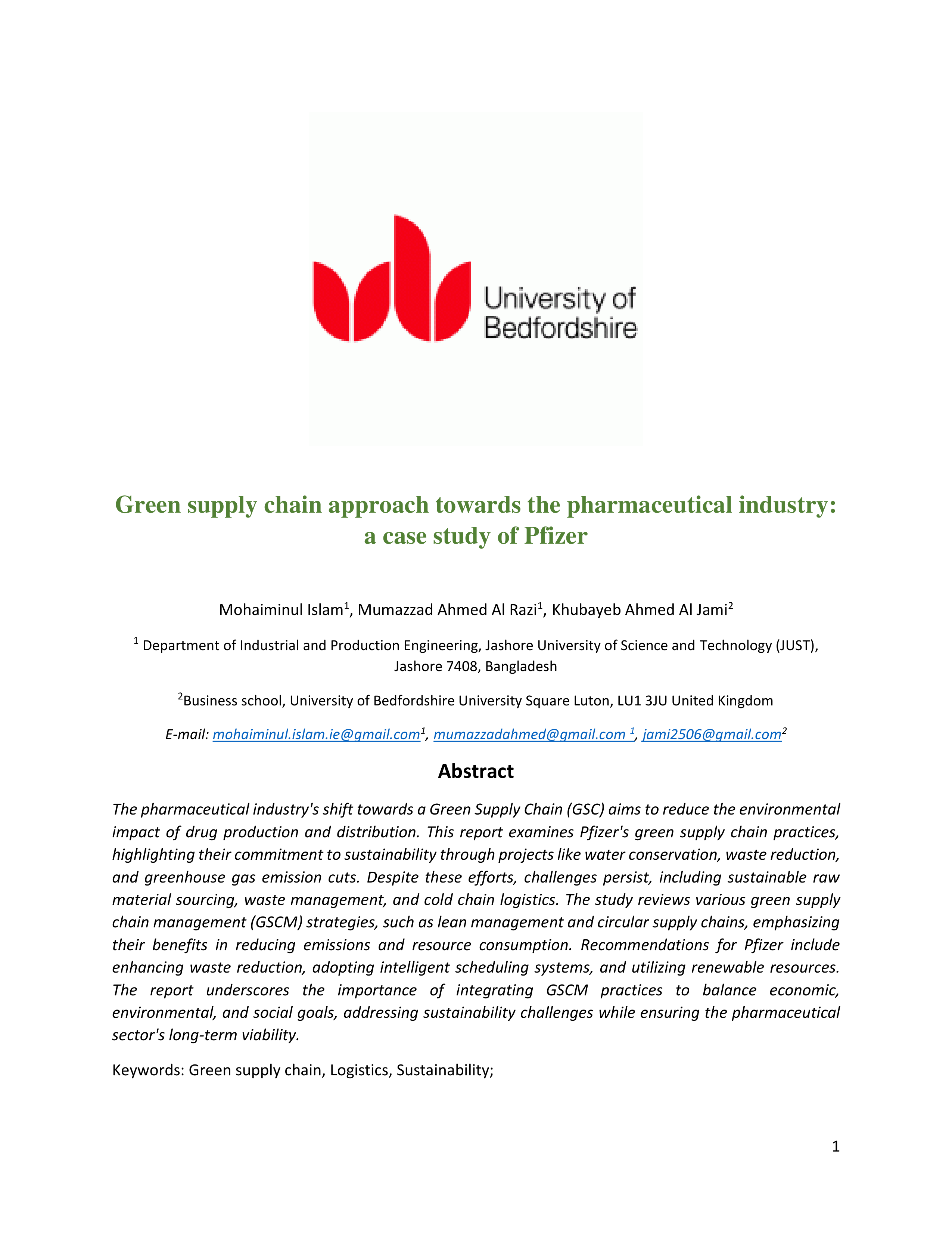 Pfizer Sustainability Report — page 1