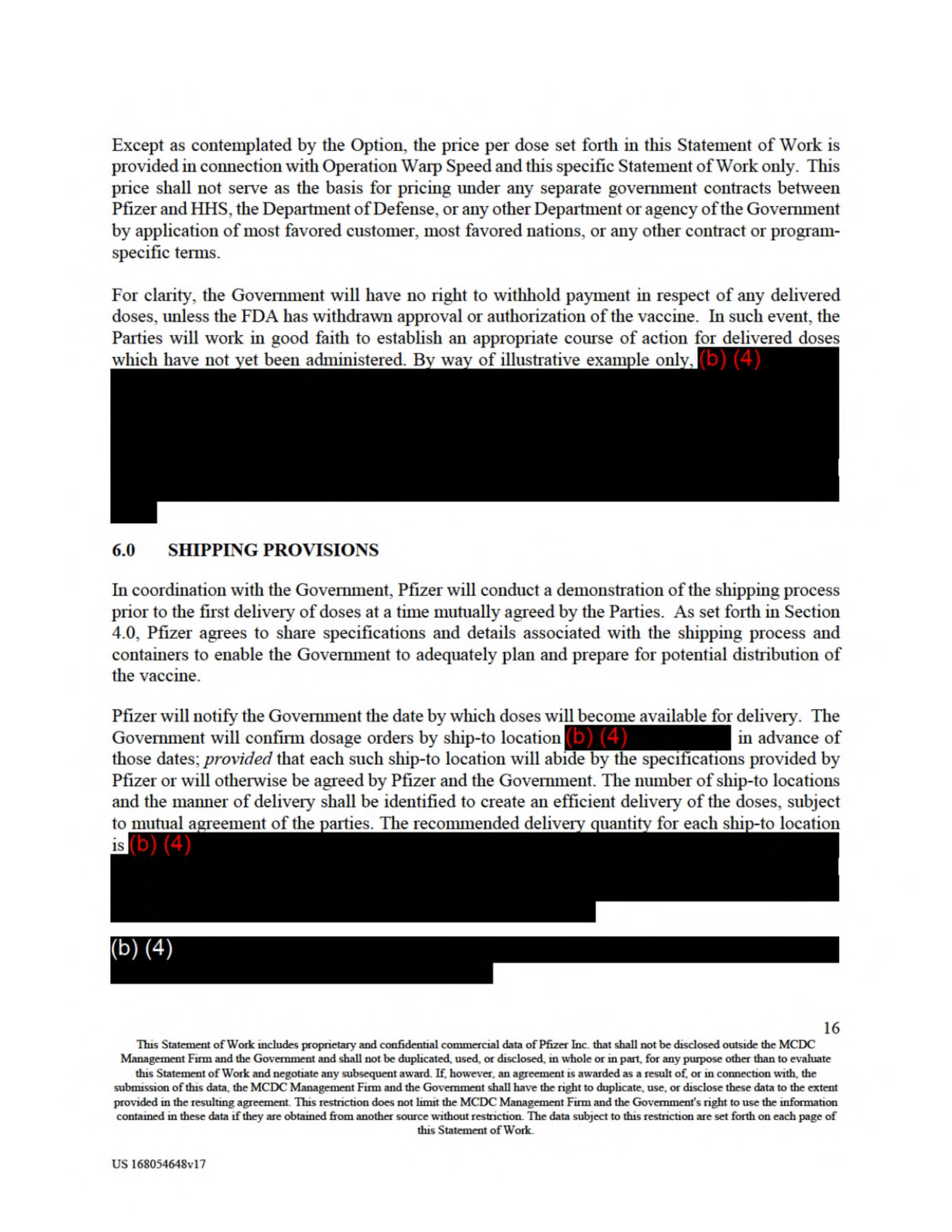 Pfizer Vaccine Supply Contract — page 18