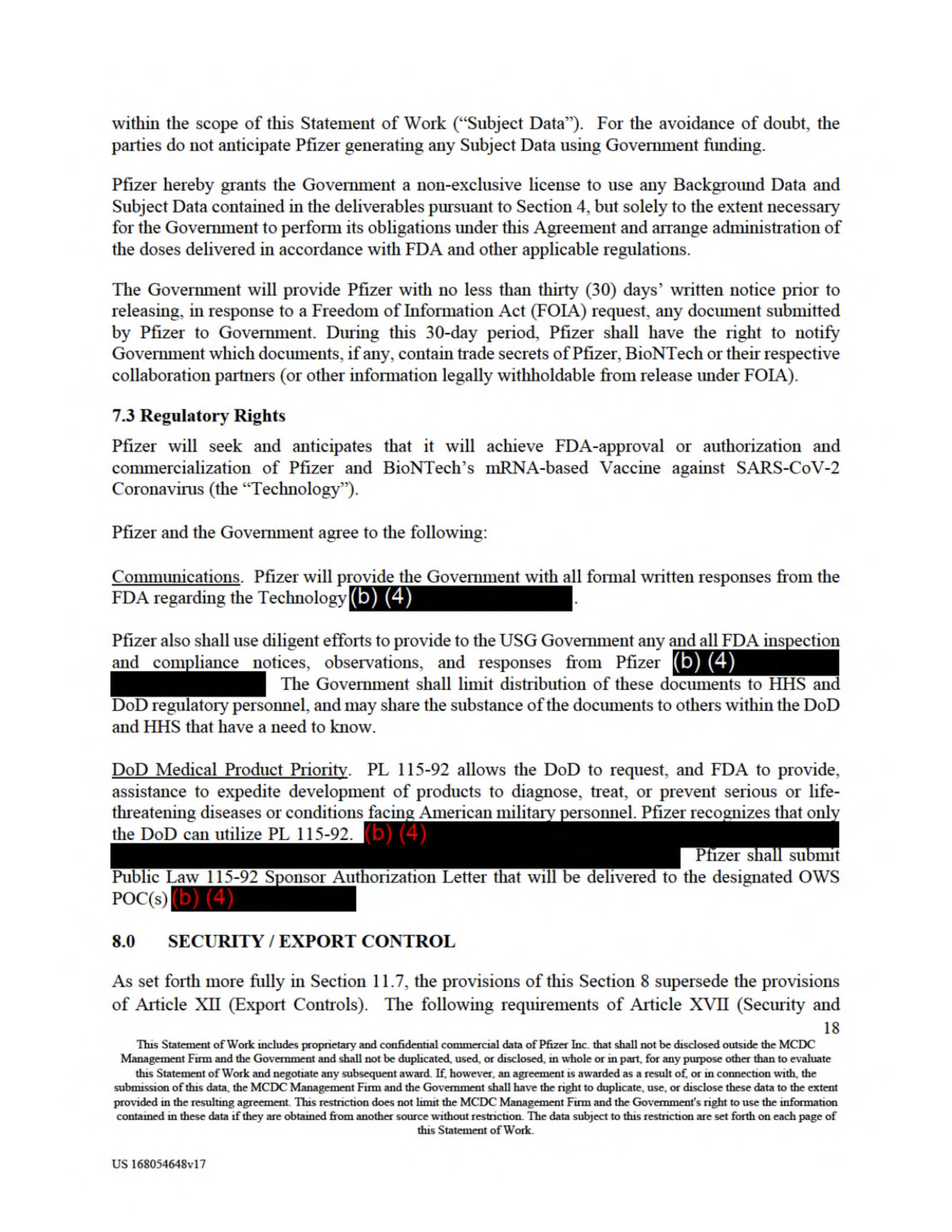 Pfizer Vaccine Supply Contract — page 20