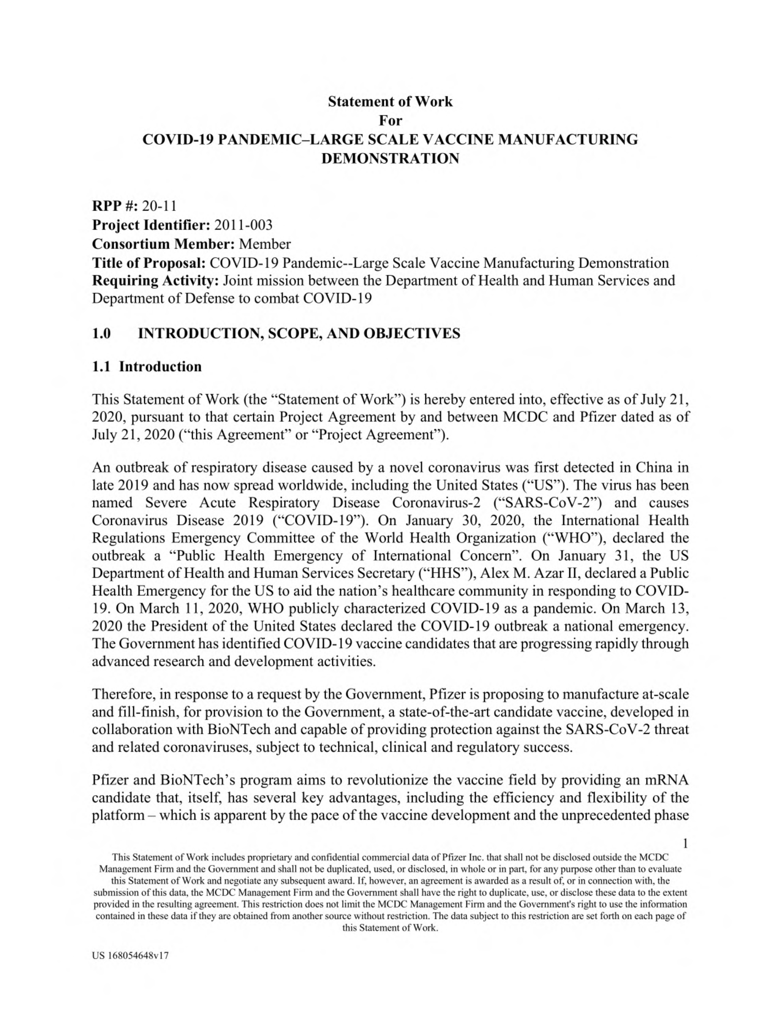 Pfizer Vaccine Supply Contract — page 3