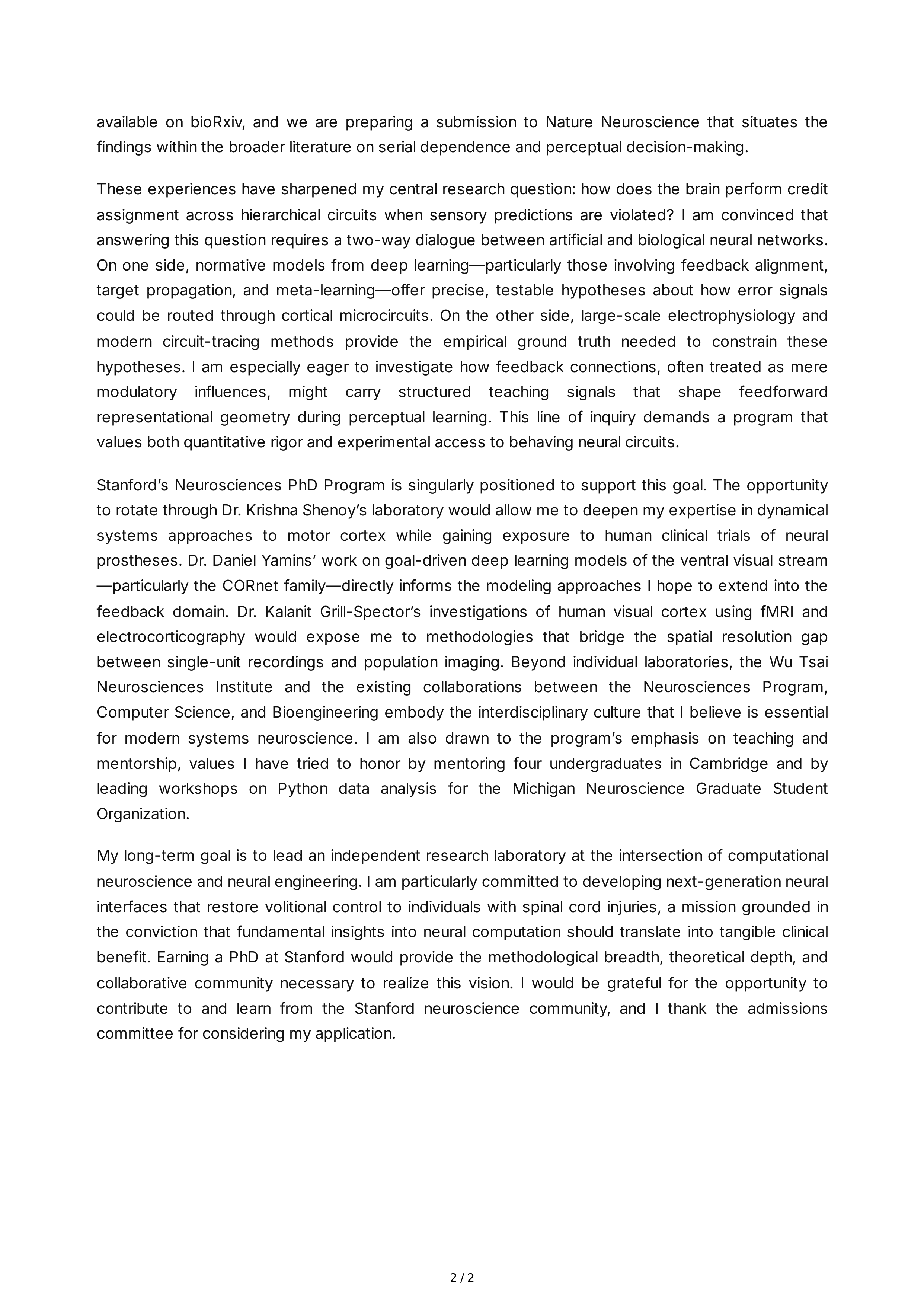 PhD Personal Statement — page 2