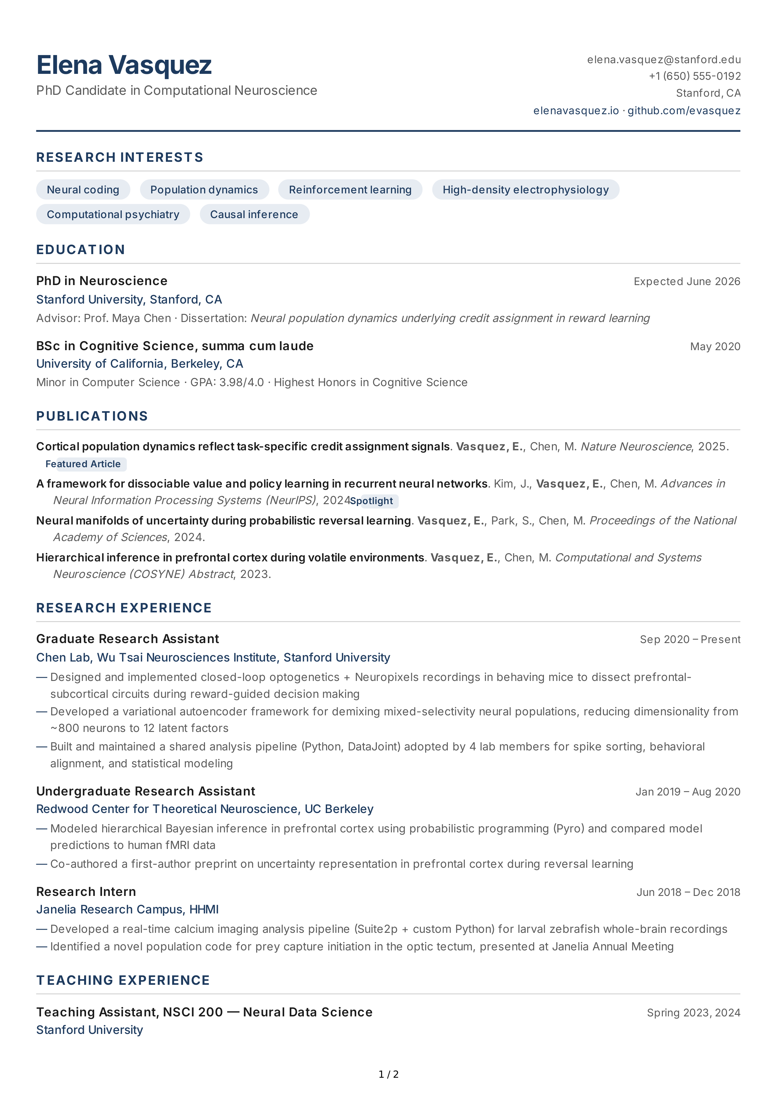 PhD Student CV — page 1